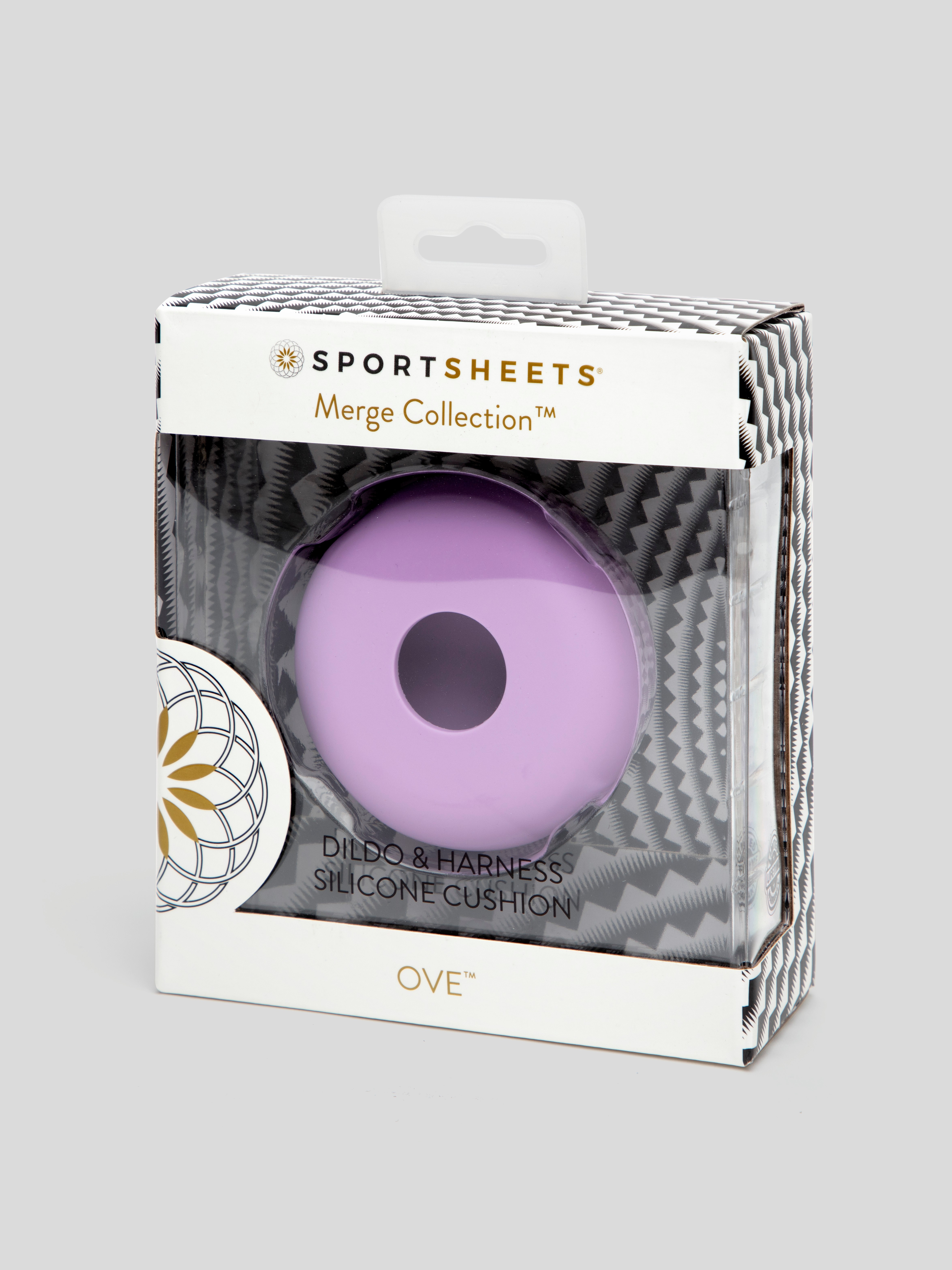 Sportsheets Ove Silicone Strap-on Dildo and Harness Cushion, Purple, hi-res