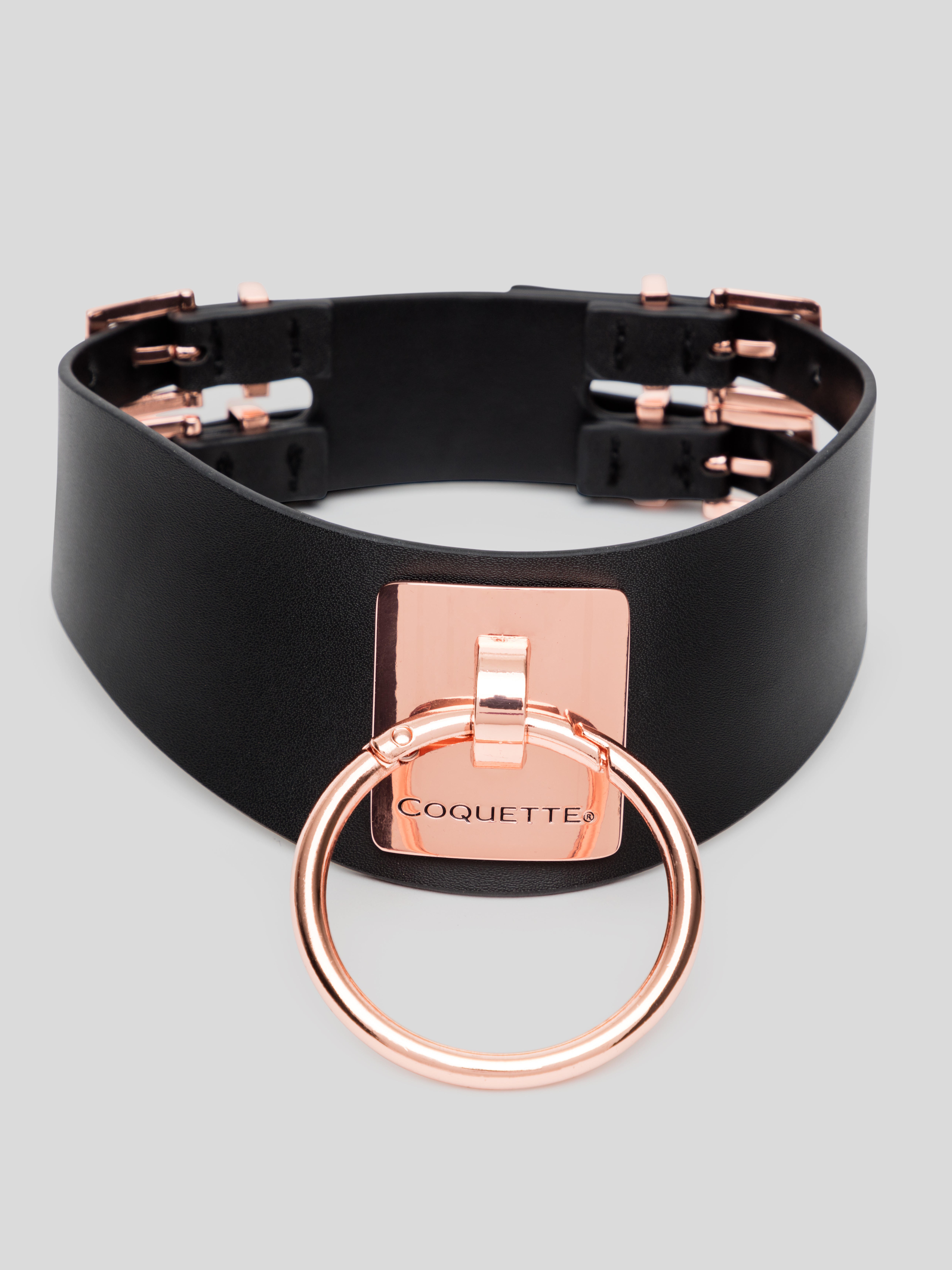 Coquette Premium Faux Leather Collar, Black, hi-res