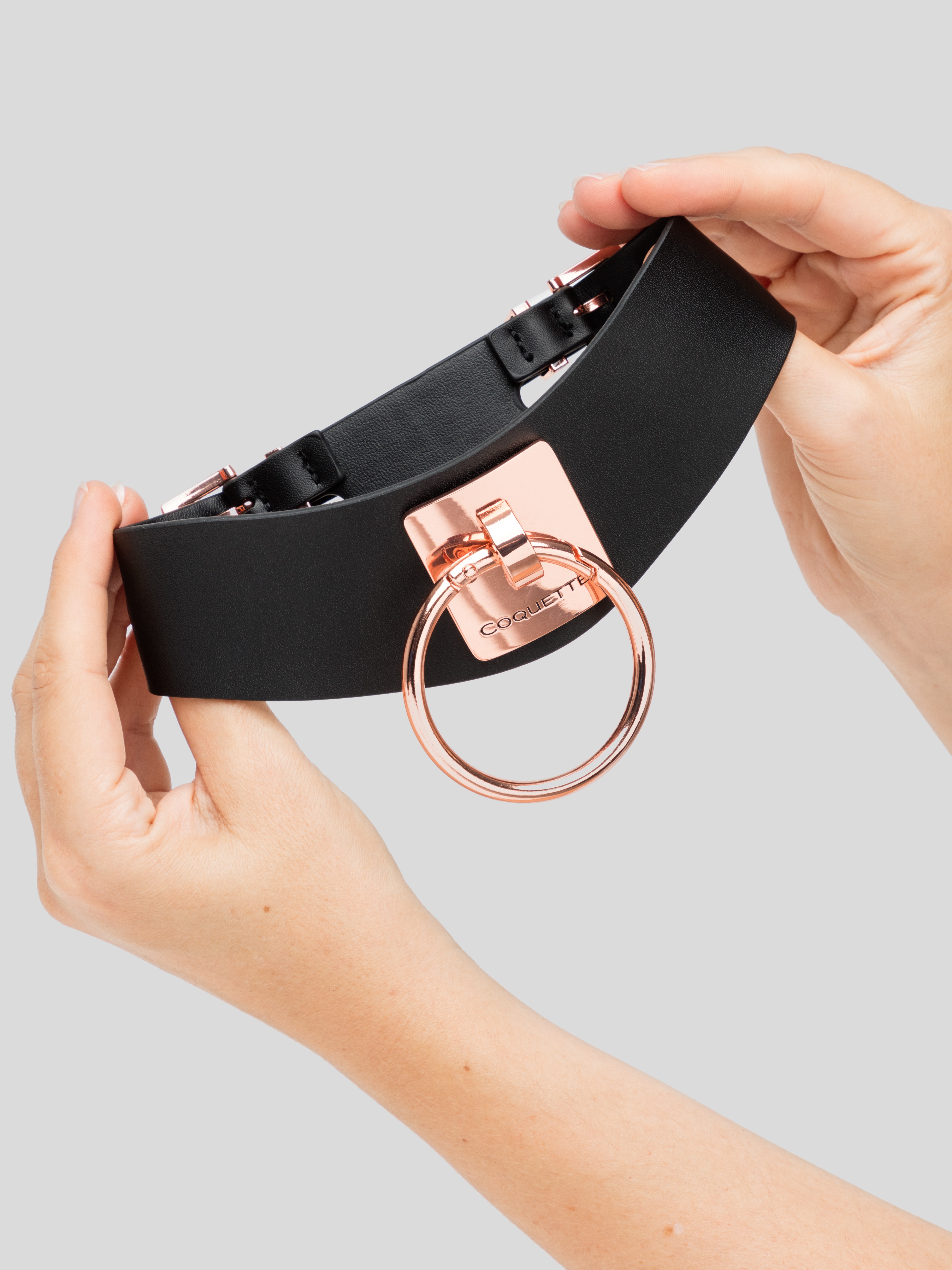 Coquette Premium Faux Leather Collar, Black, hi-res