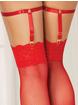 Seven 'til Midnight Red Satin Elastic Leg Harness with Gold Heart Rings, Red, hi-res