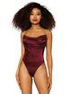 Dreamgirl Red Stretch Satin Cowl Neck Body, Wine, hi-res