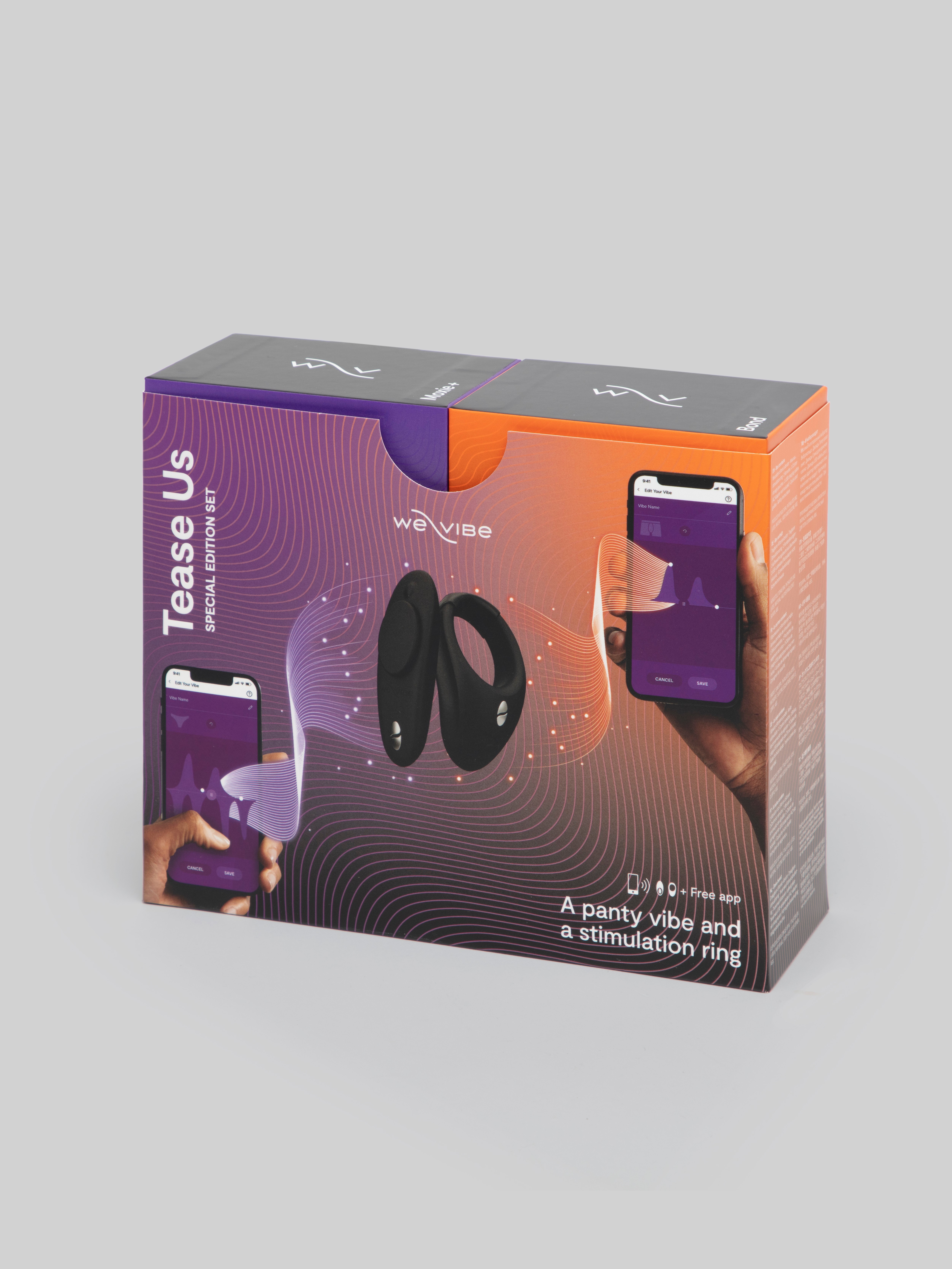 We-Vibe Tease Us Bond and Moxie Vibrating Cock Ring and Knicker Vibrator Set, Black, hi-res