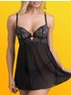 Lovehoney Parisienne Charm Black Lace Babydoll Set, Black, hi-res