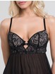 Lovehoney Parisienne Charm Black Lace Babydoll Set, Black, hi-res