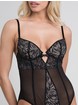 Lovehoney Parisienne Charm Black Lace Crotchless Body, Black, hi-res