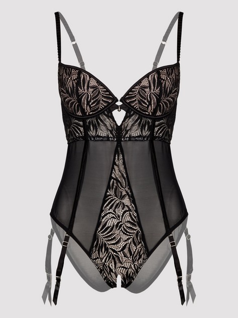 Lovehoney Plus Size Parisienne Charm Black Lace Crotchless Body