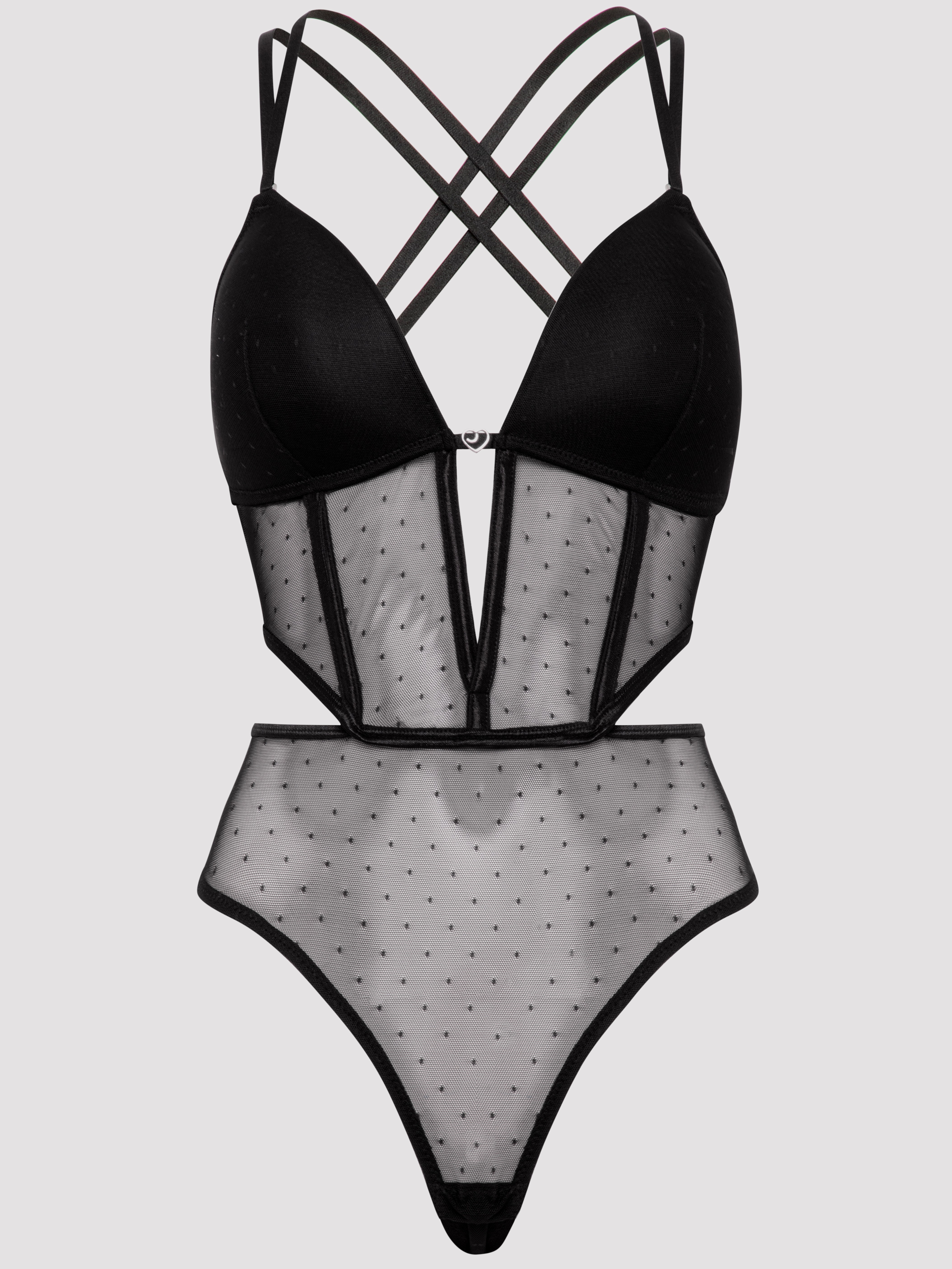 Lovehoney Secret Noir Sheer Spot Mesh Body, Black, hi-res