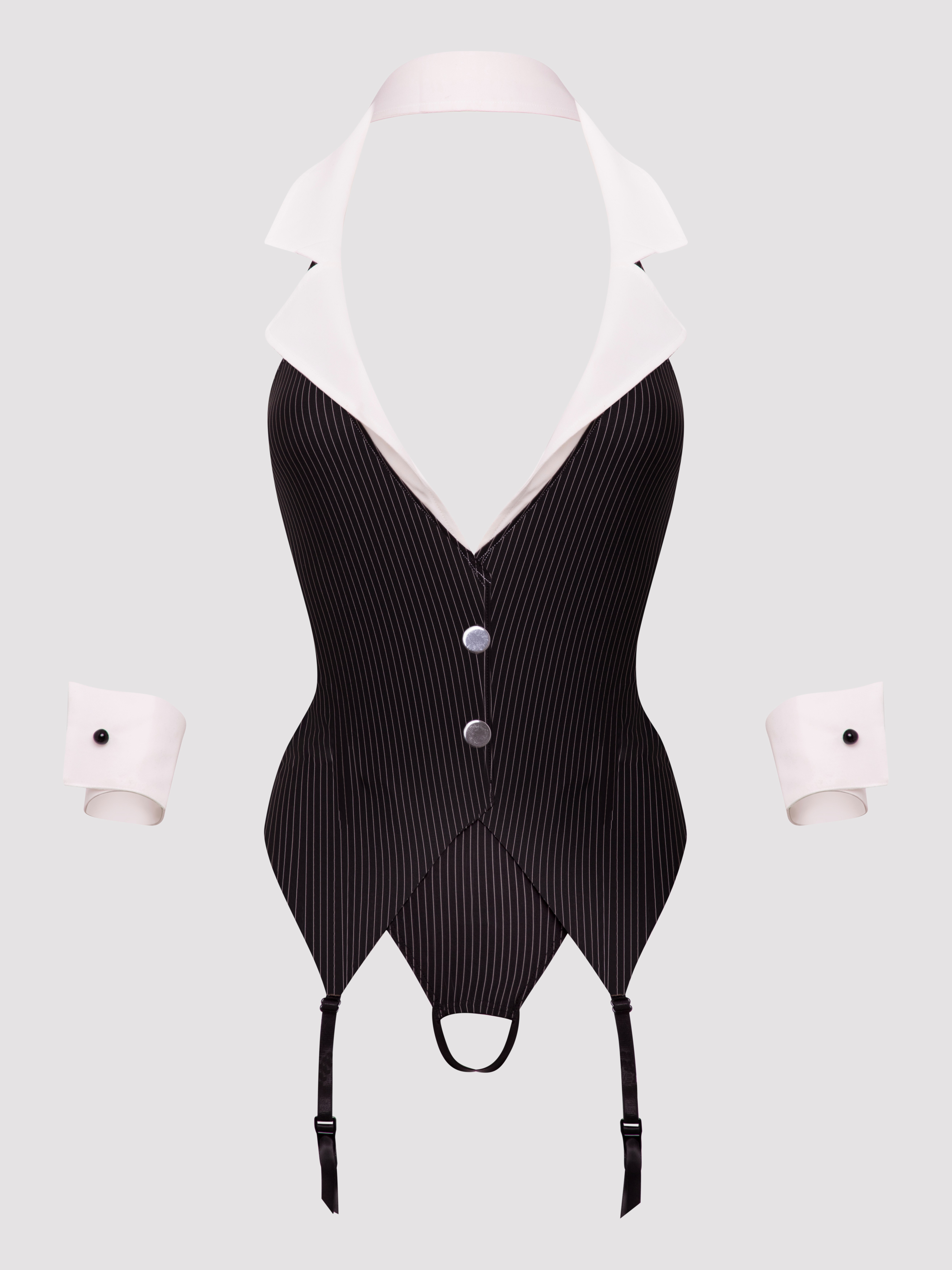 Lovehoney Fantasy Boardroom Babe Secretary Bustier Costume, Black, hi-res