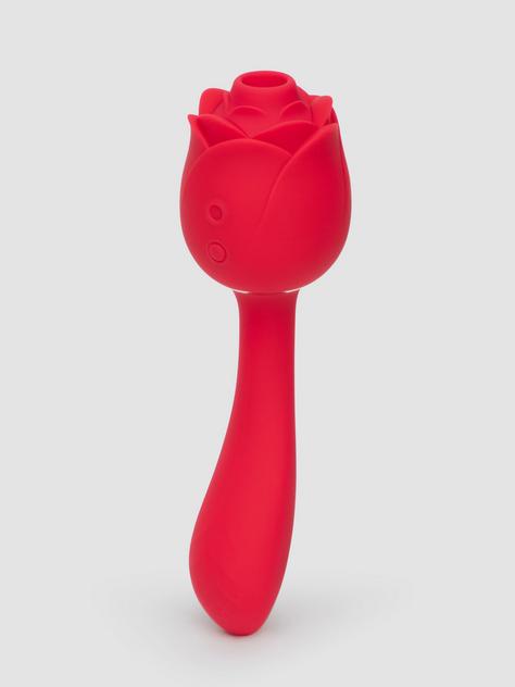 Lovehoney Floral Fantasy Rose Clitoral Suction Stimulator with G-Spot Vibrator, Red, hi-res