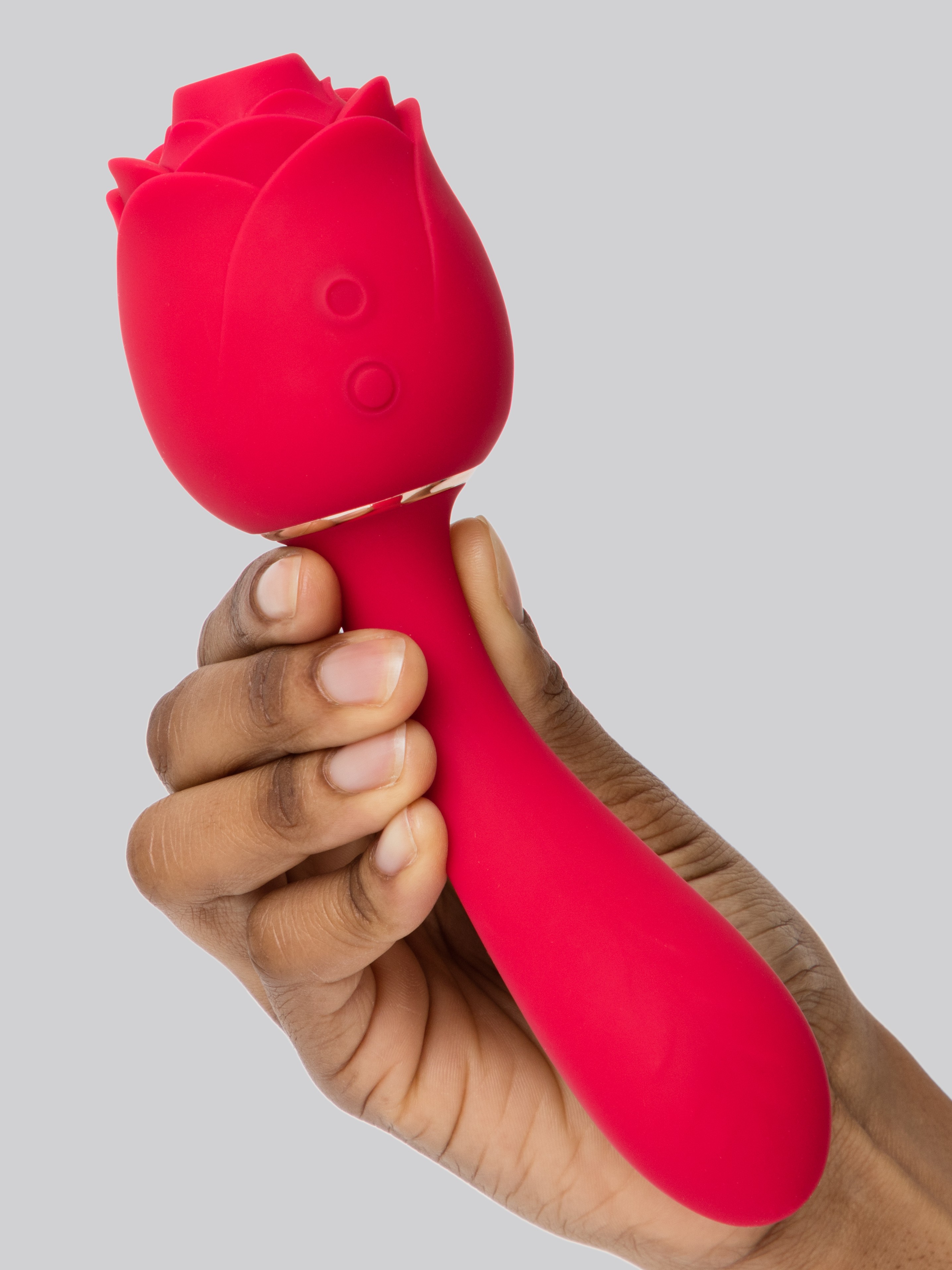 Lovehoney Floral Fantasy Rose Clitoral Suction Stimulator with G-Spot Vibrator, Red, hi-res