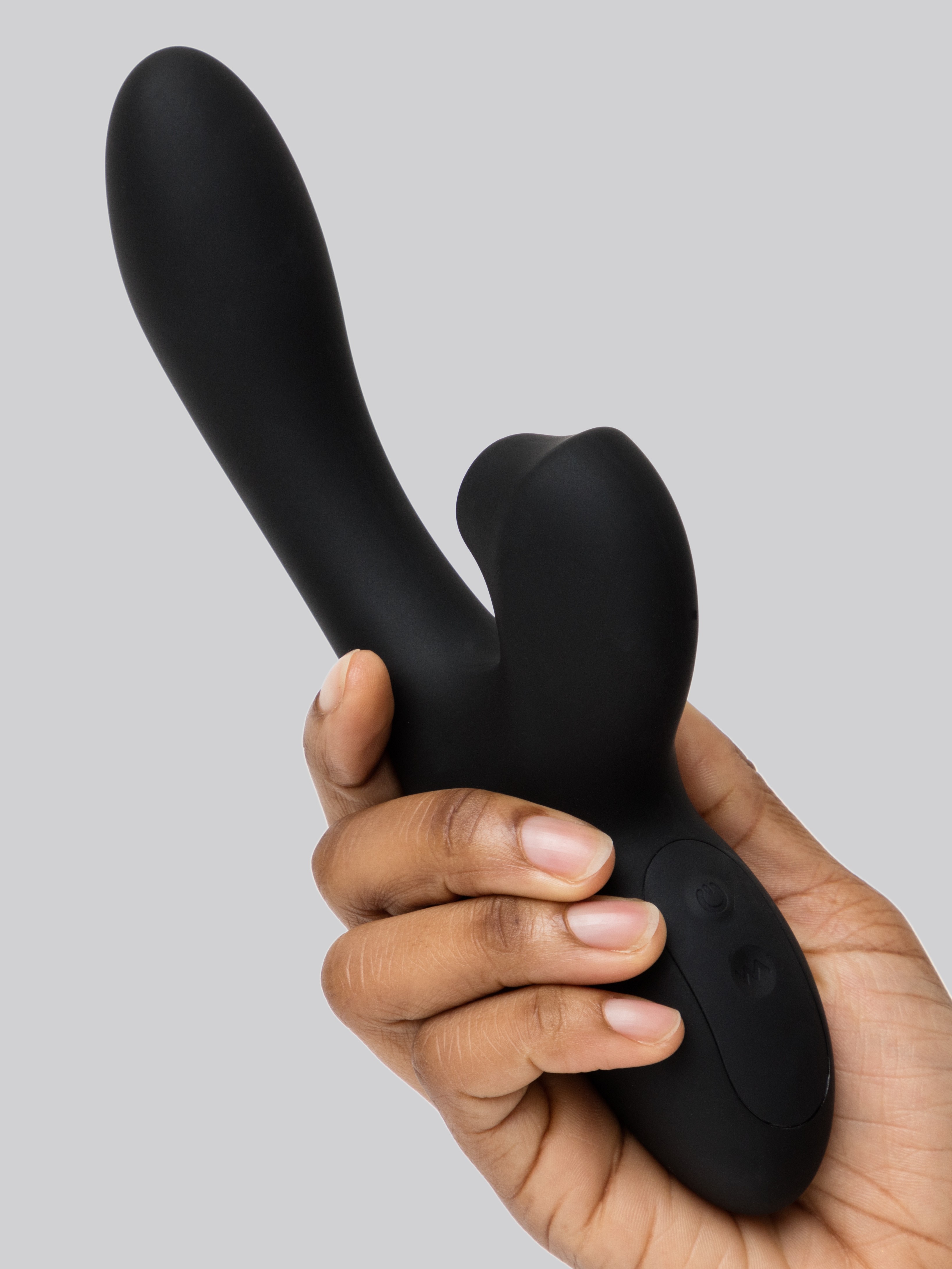 Lovehoney Dual Embrace Warming G-Spot and Clitoral Suction Rabbit Vibrator, Black, hi-res