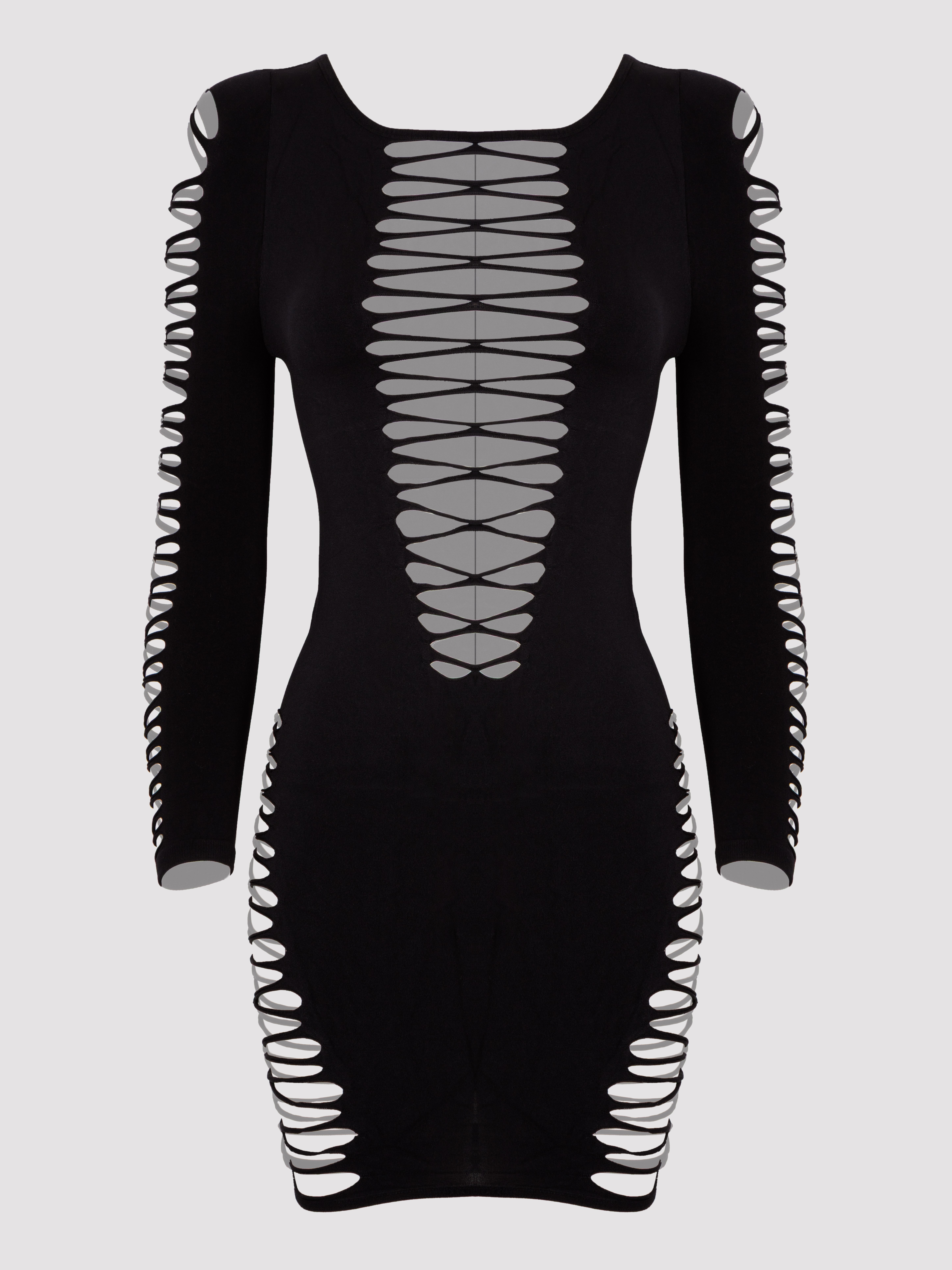 Lovehoney Criss-Cross Long Sleeve Dress, Black, hi-res