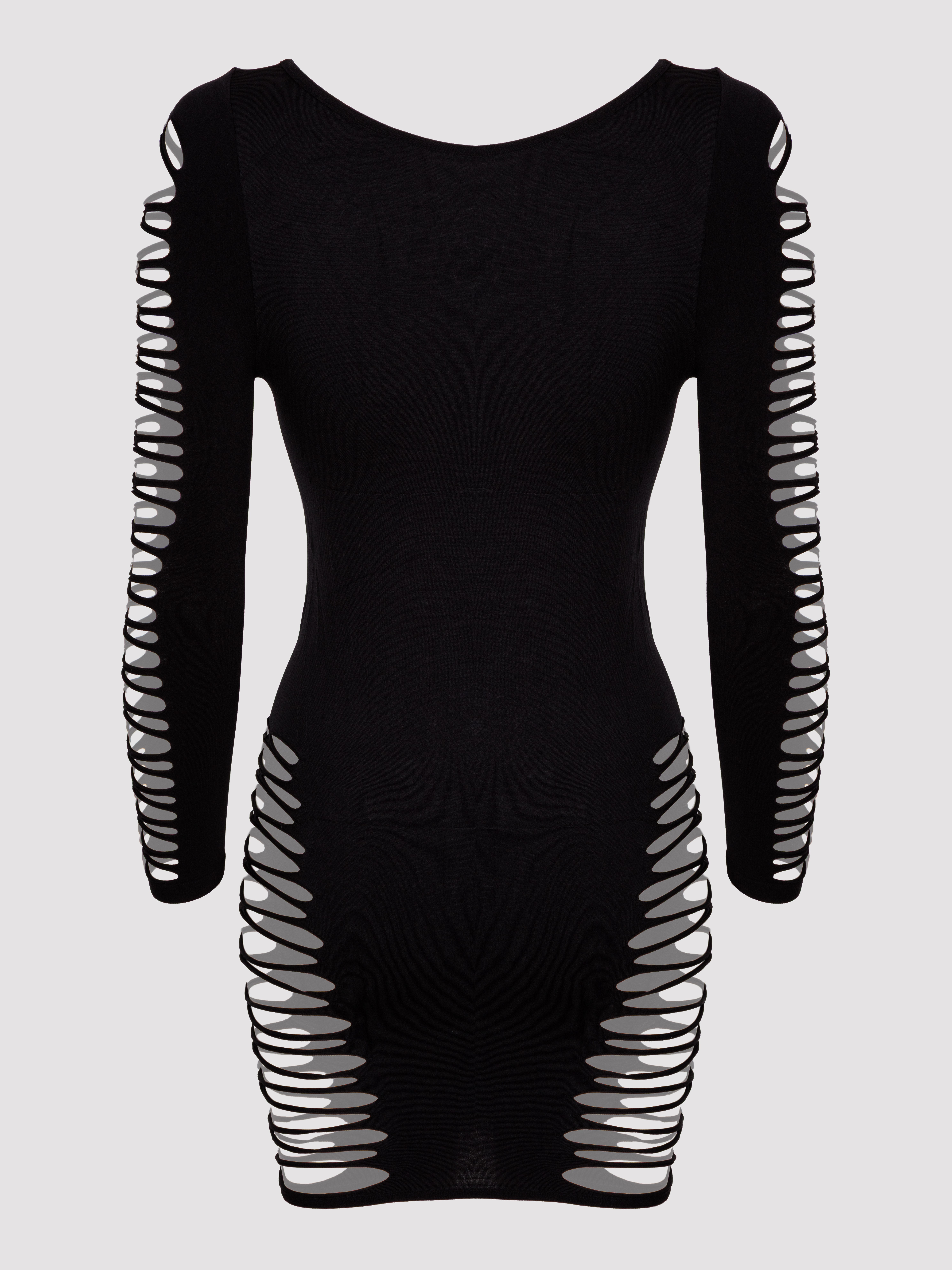 Lovehoney Criss-Cross Long Sleeve Dress, Black, hi-res