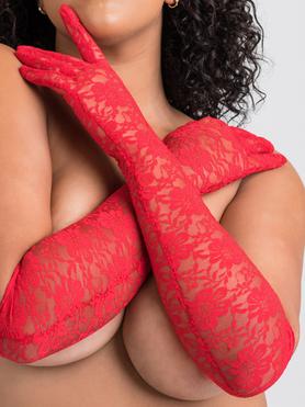 Lovehoney Fantasy Plus Size Red Elbow-Length Lace Gloves