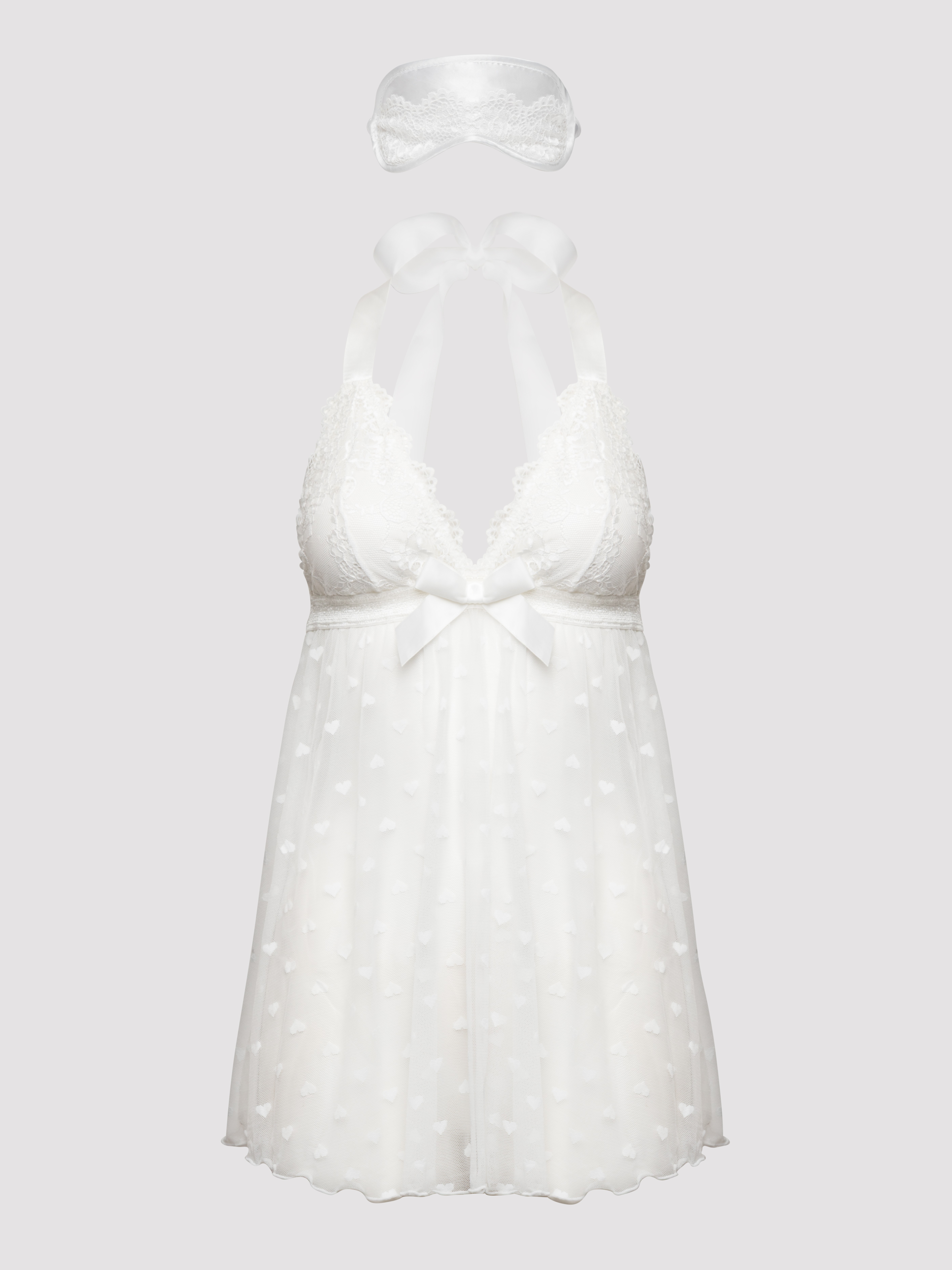 Lovehoney Black Lace Babydoll Gift Set, White, hi-res