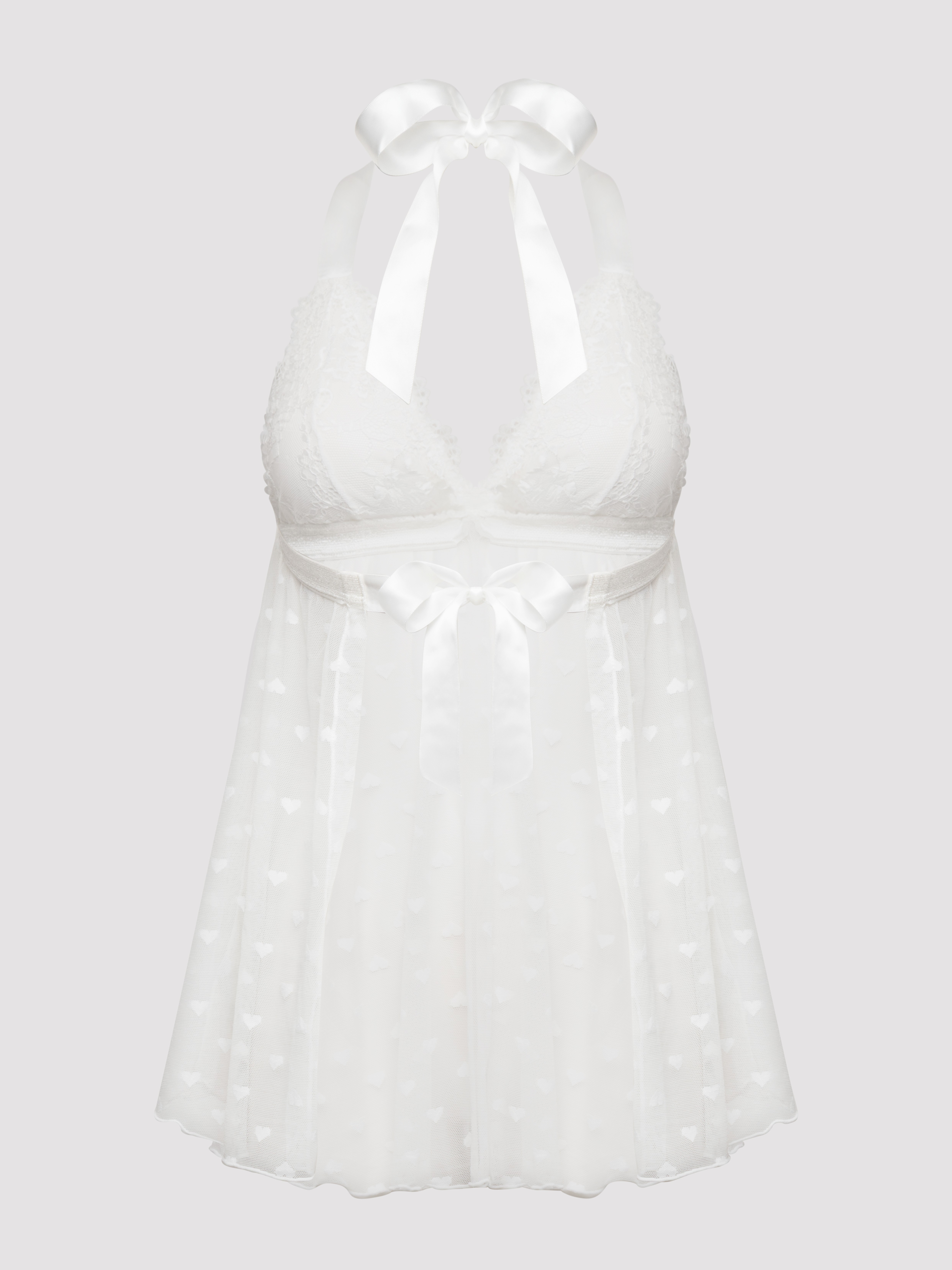 Lovehoney Black Lace Babydoll Gift Set, White, hi-res