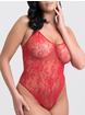 Lovehoney Black Crotchless Lace Spaghetti Strap Teddy, Red, hi-res
