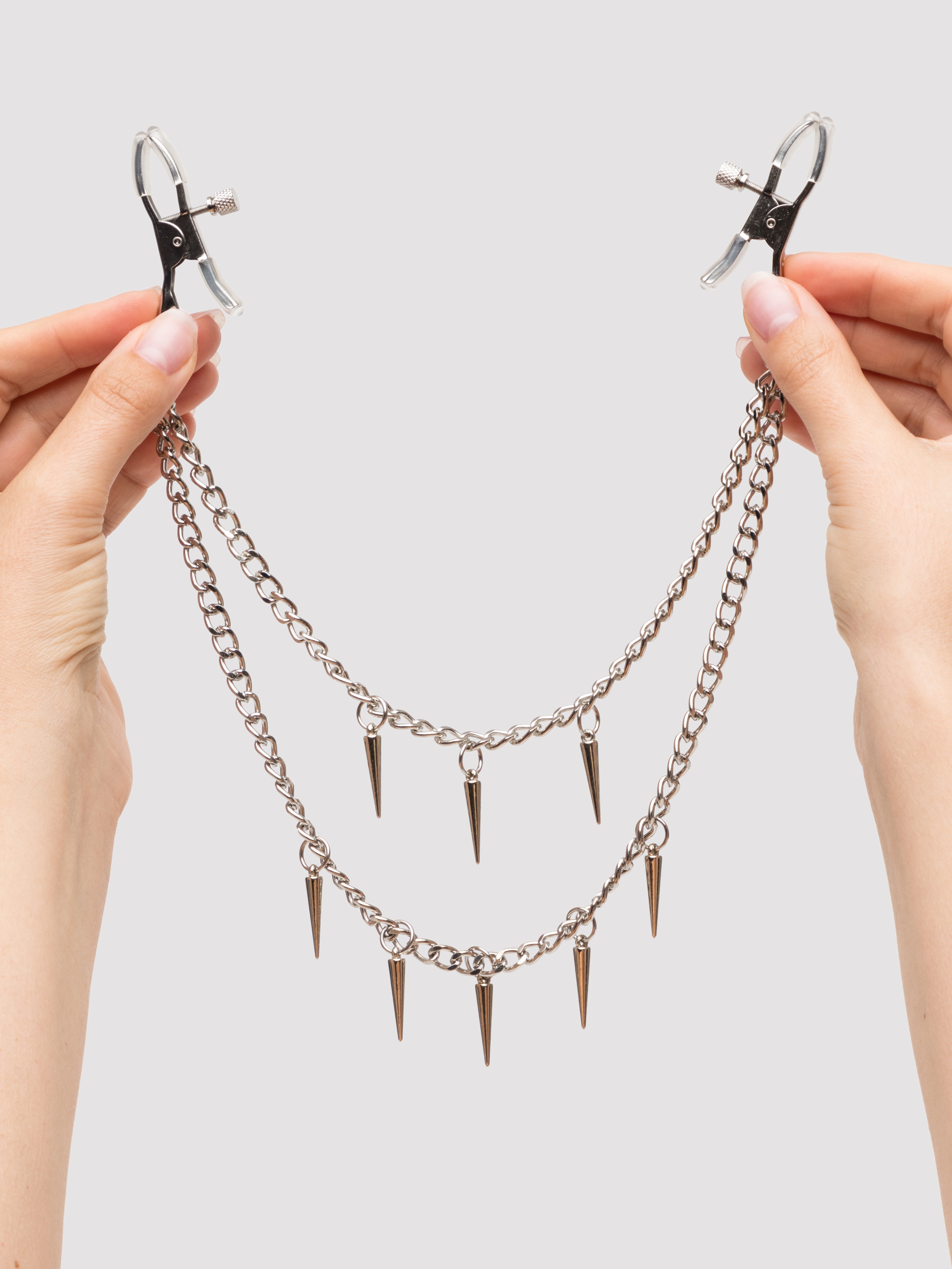 Bondage Boutique Charm Adjustable Nipple Clamps, Silver, hi-res