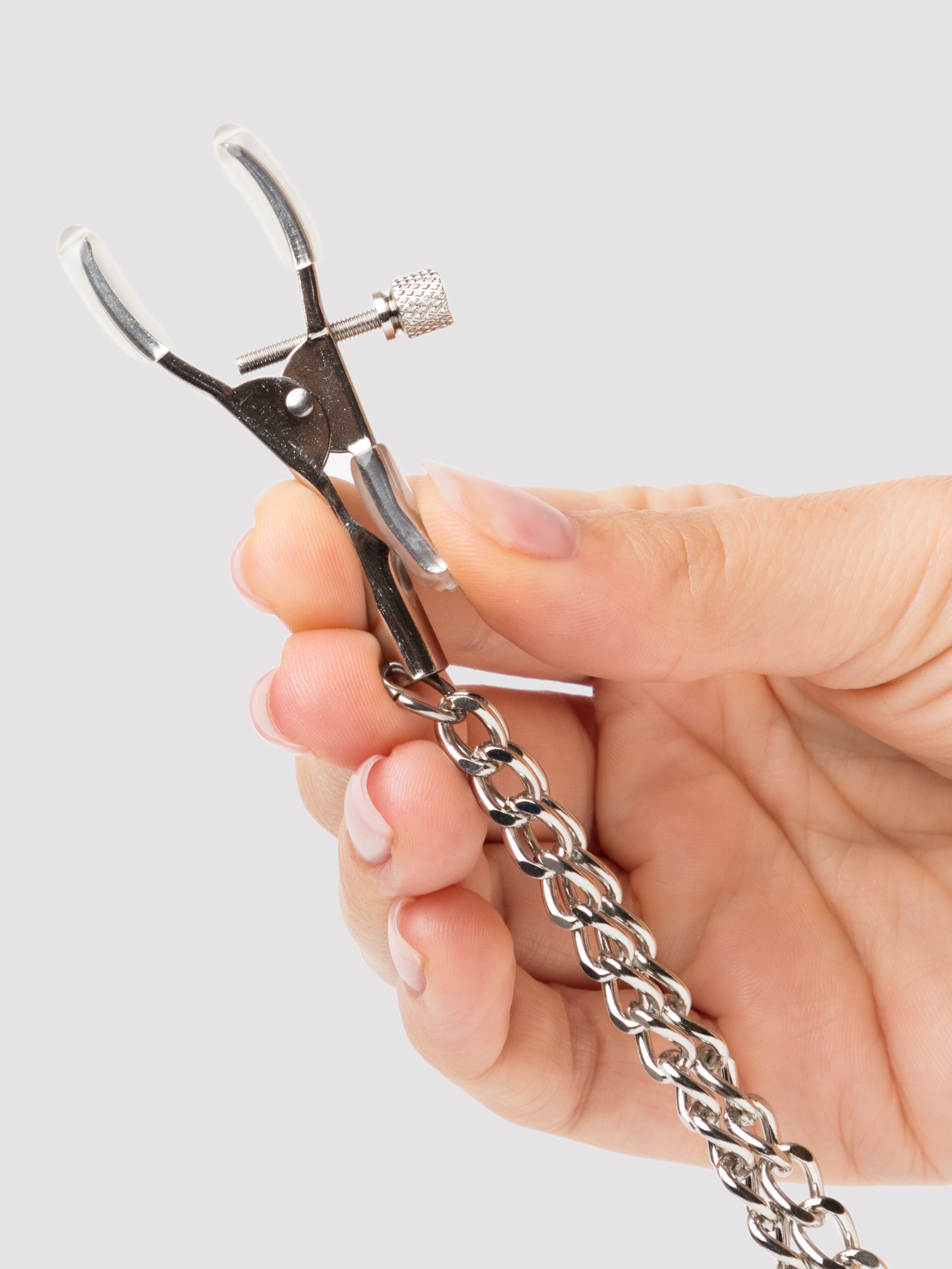 Bondage Boutique Charm Adjustable Nipple Clamps, Silver, hi-res