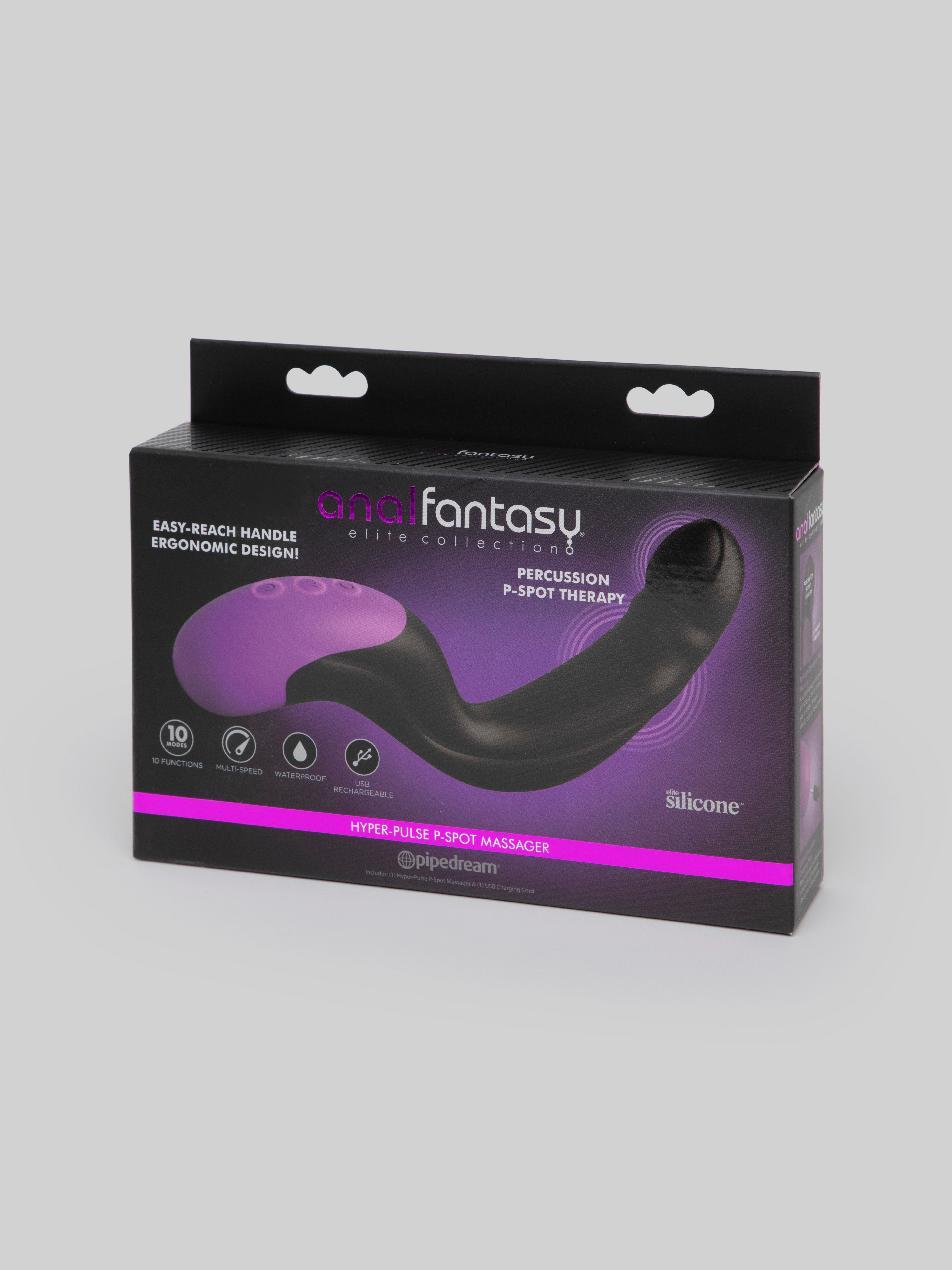 Anal Fantasy Rechargeable Hyper-Pulse P-Spot Massager, Black, hi-res