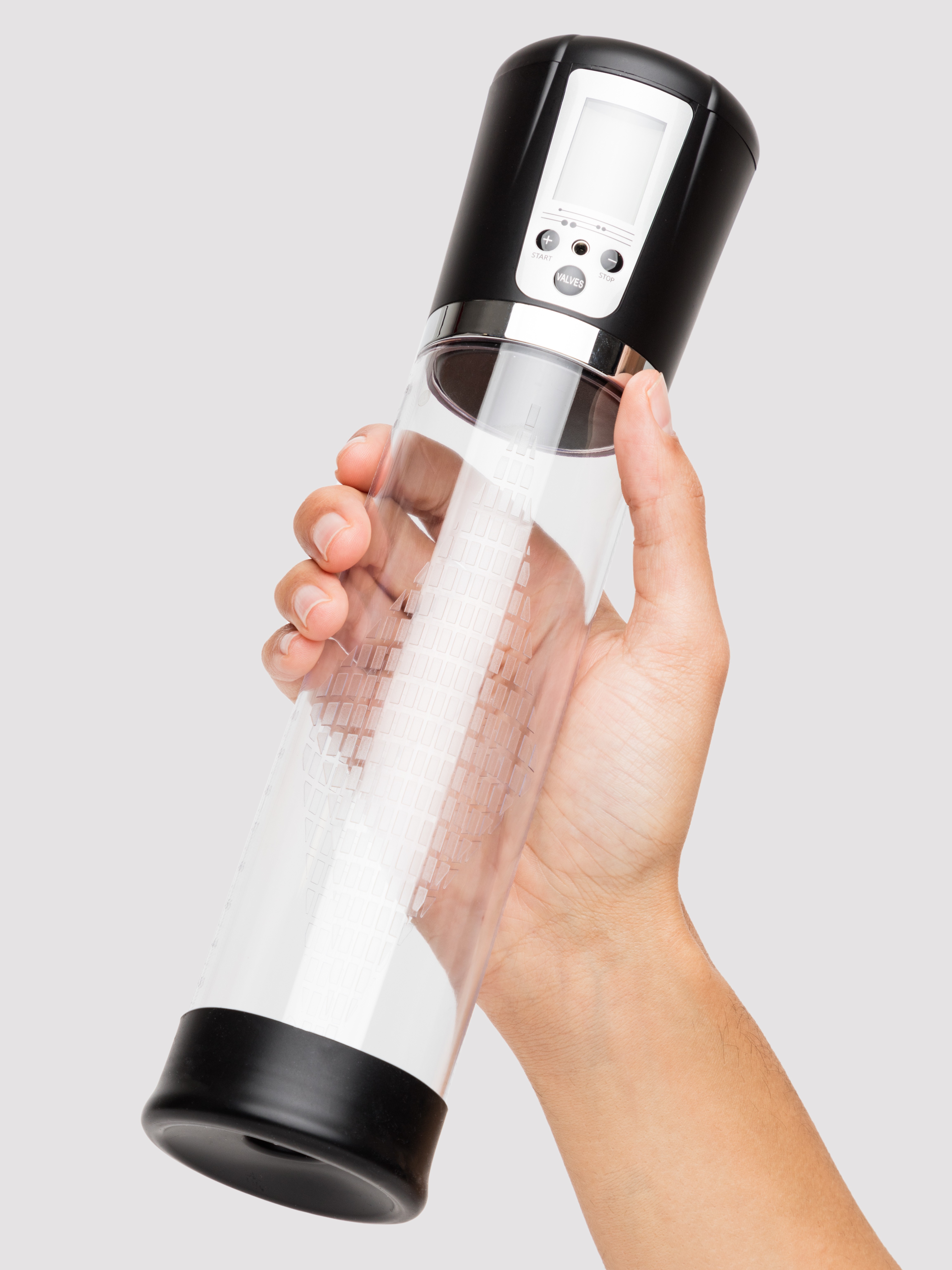 Pumped Premium Rechargeable Automatic LCD Penis Pump, Clear, hi-res
