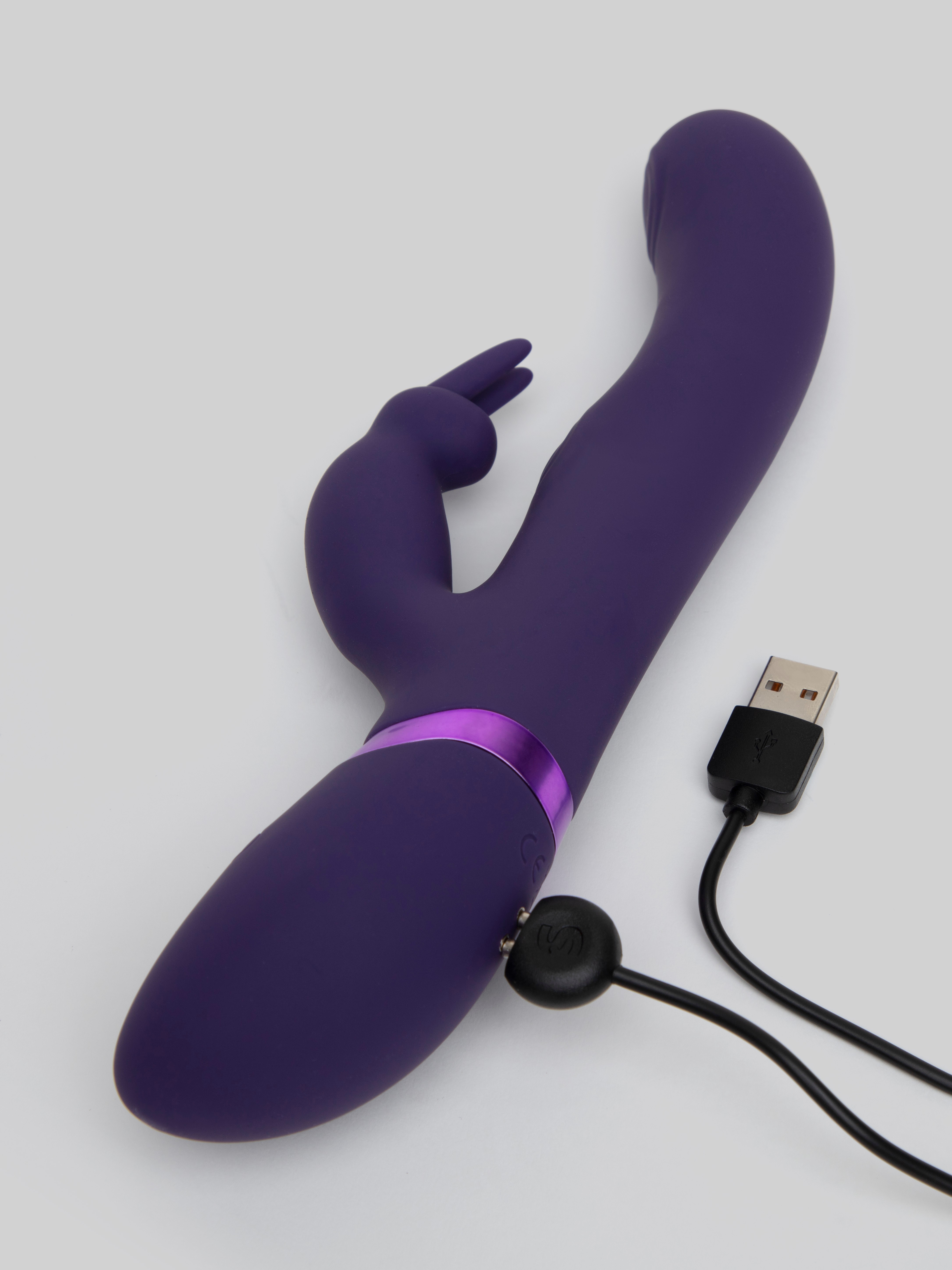 Vive MAY Rechargeable Pulsing Silicone Rabbit Vibrator, Purple, hi-res