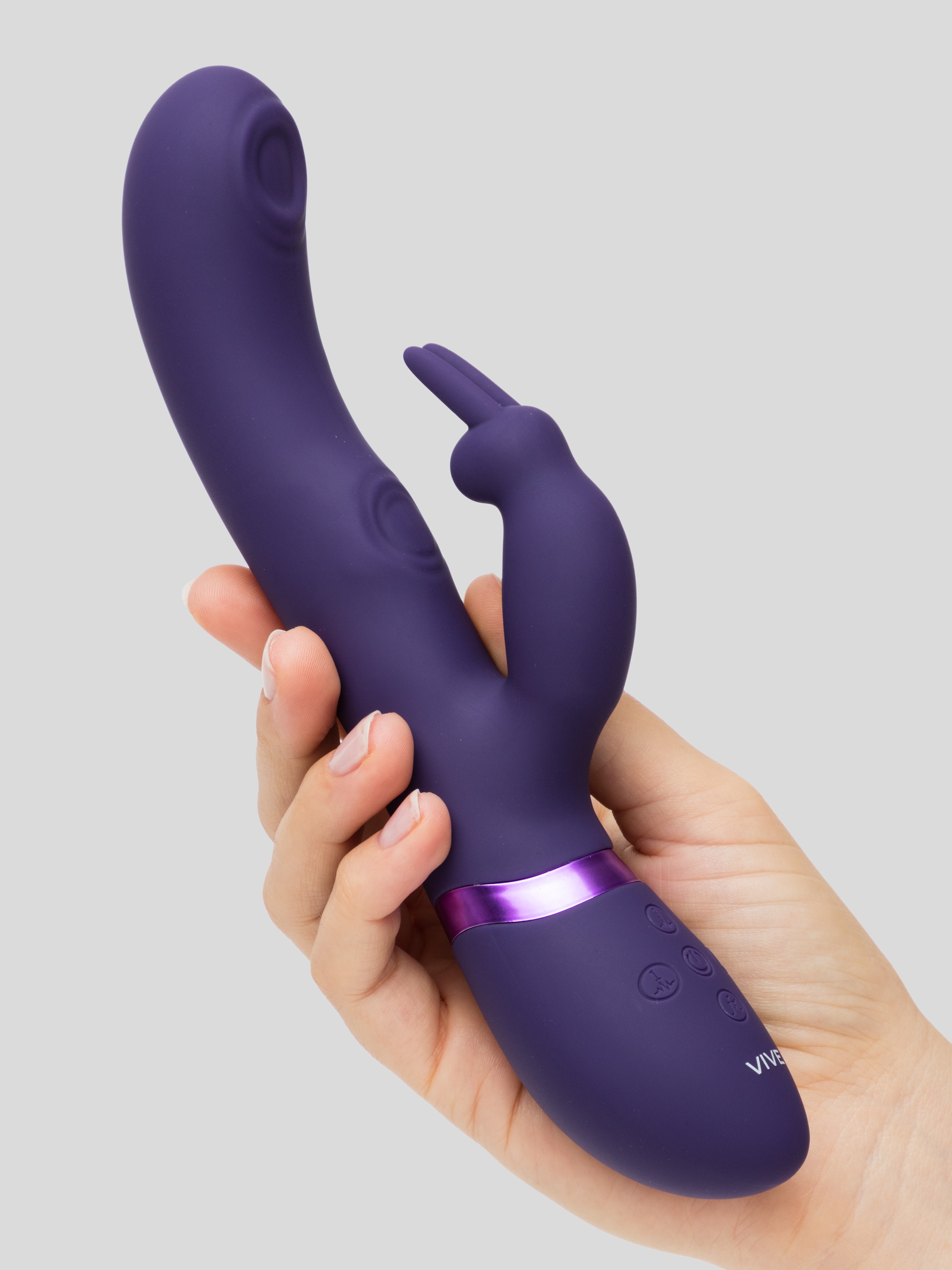 Vive MAY Rechargeable Pulsing Silicone Rabbit Vibrator, Purple, hi-res