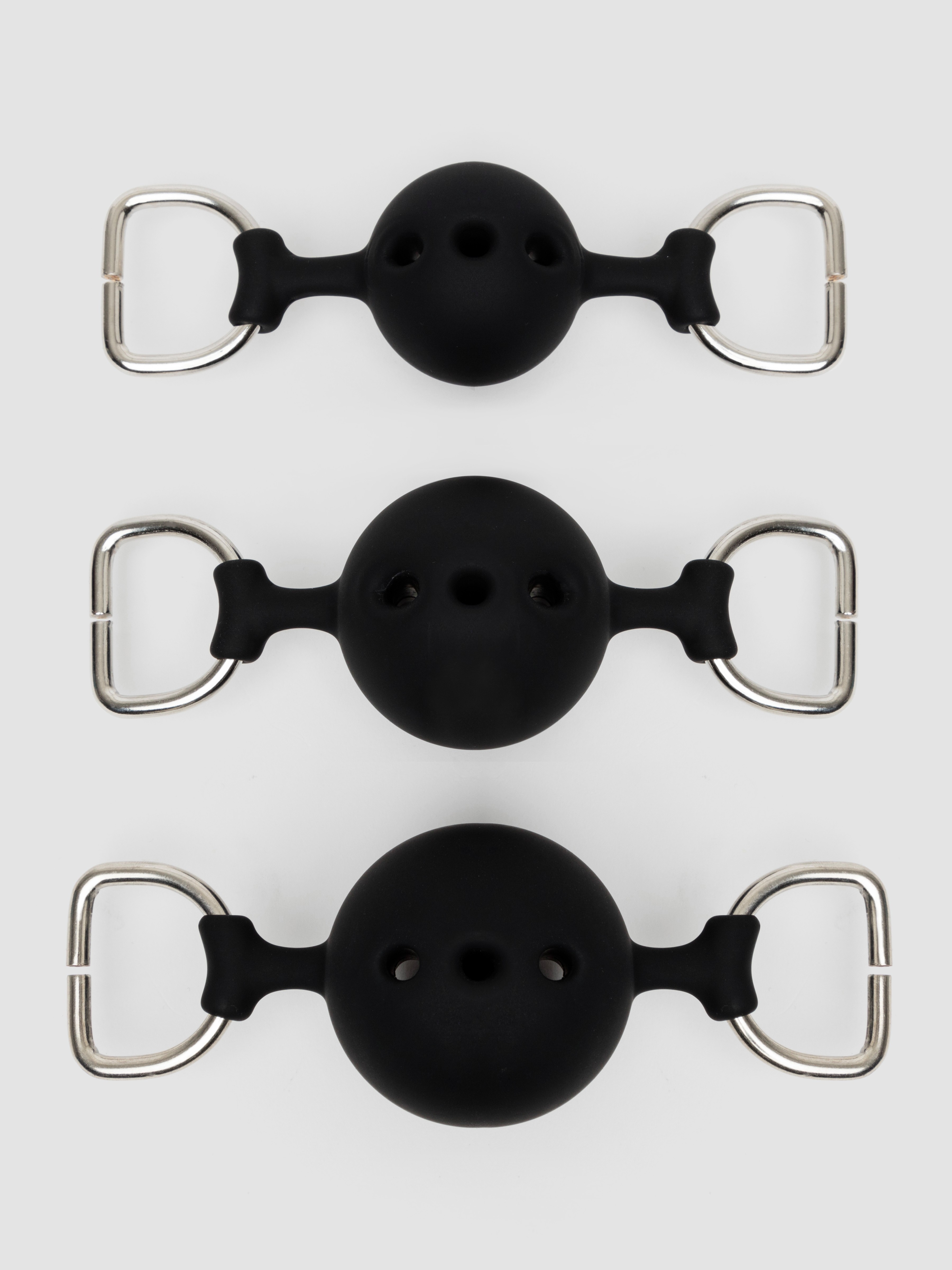Bondage Boutique Silicone Ball Gag Training System , Black, hi-res