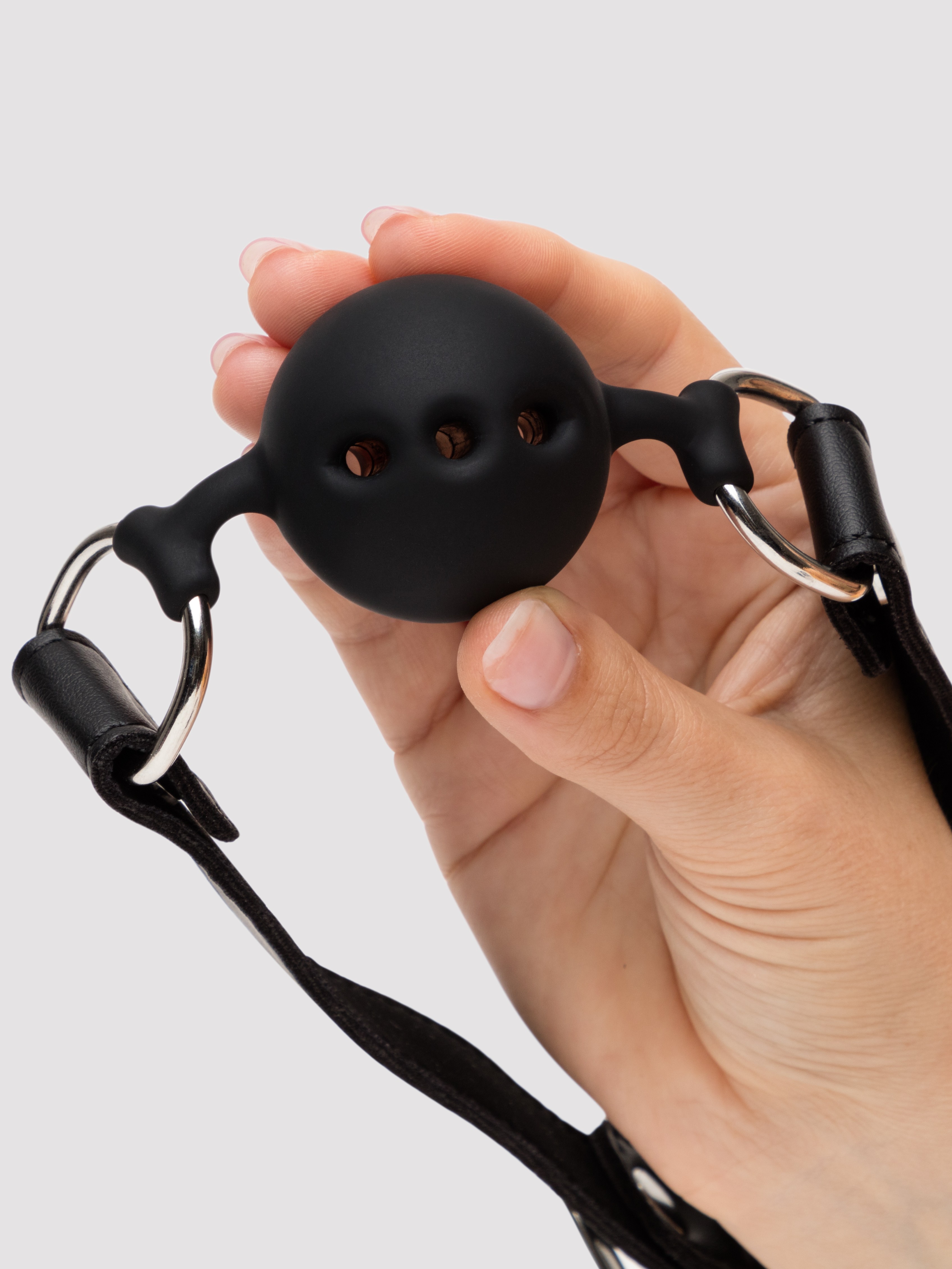 Bondage Boutique Silicone Ball Gag Training System , Black, hi-res