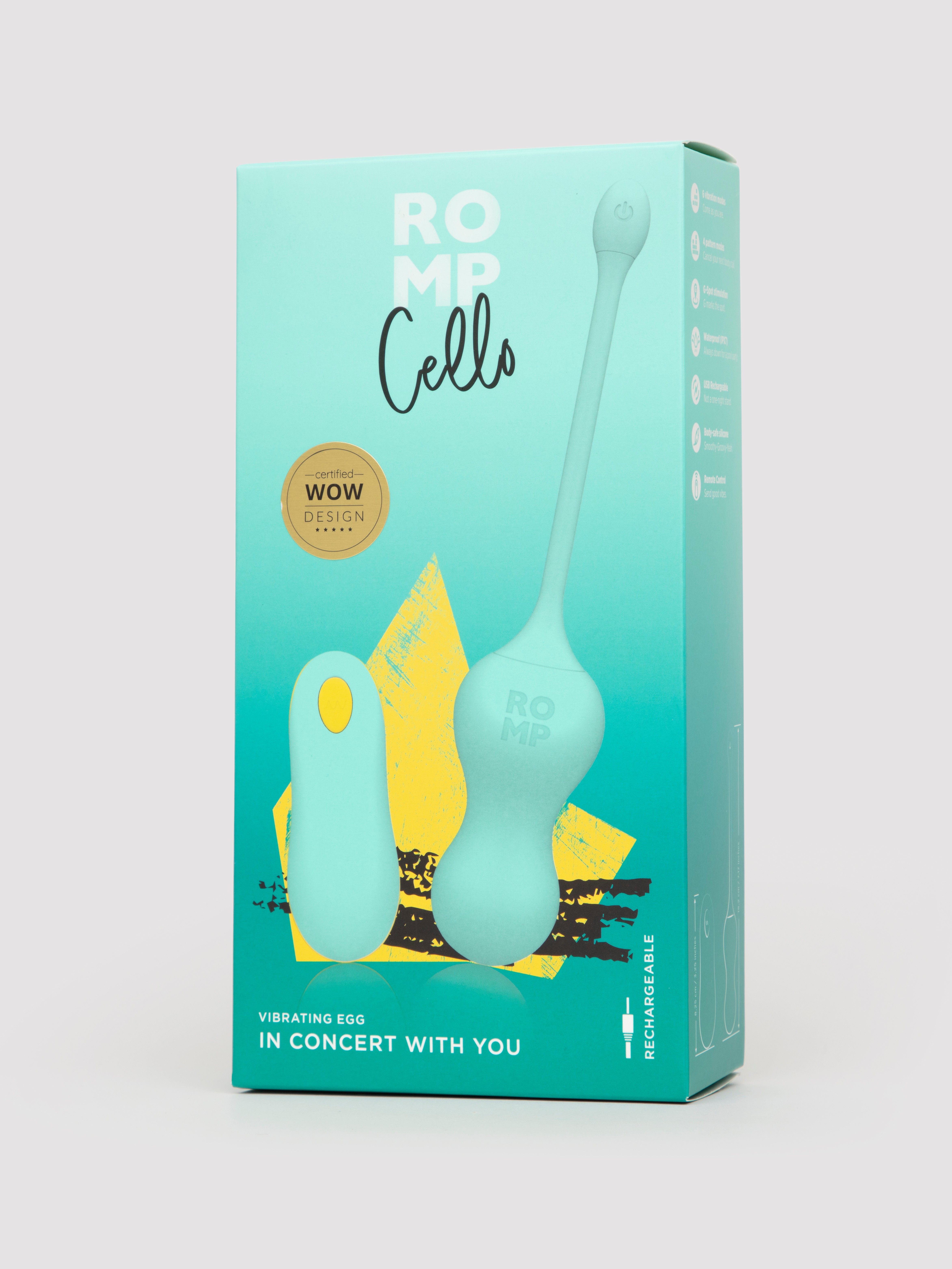ROMP Cello Rechargeable Vibrating Egg, Blue, hi-res