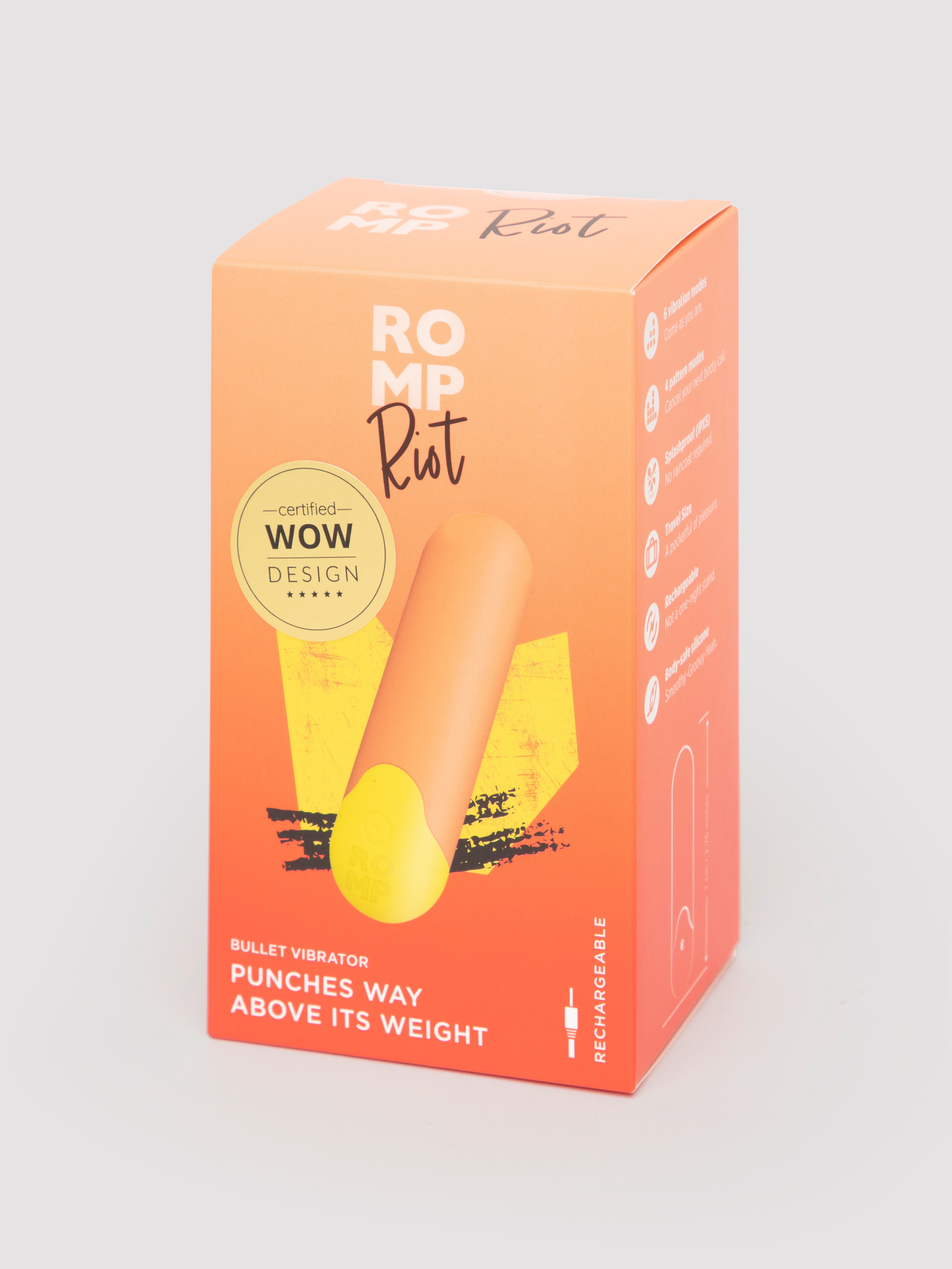 ROMP Riot Rechargeable Silicone Bullet Vibrator , Orange, hi-res