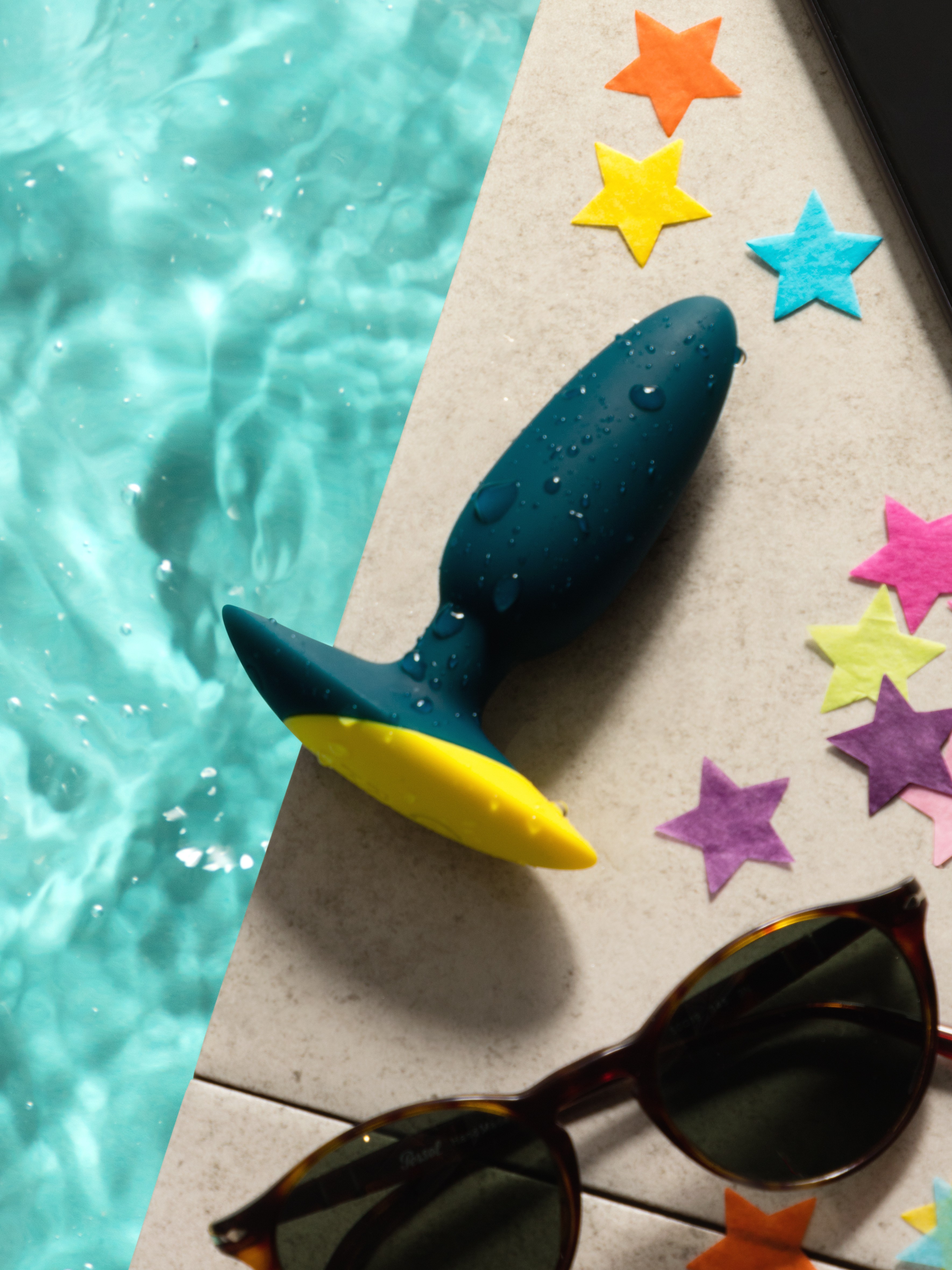 ROMP Bass Rechargeable Silicone Vibrating Butt Plug 3.5 Inches, Blue, hi-res