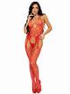 Leg Avenue Red Heart Crotchless Net Garter Bodystocking, Red, hi-res