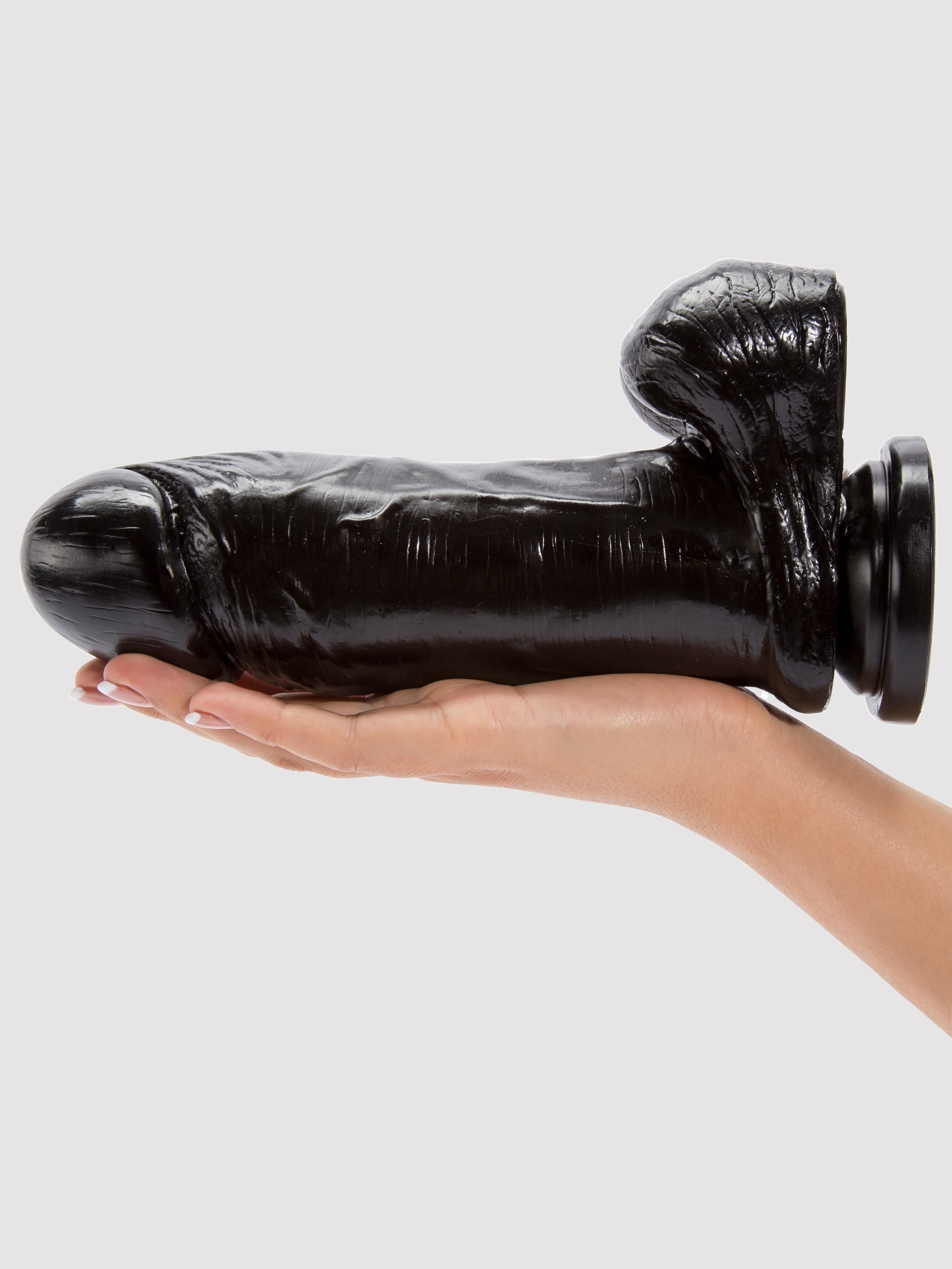 Extra Thick Suction Cup Dildo Vibrator 7.5 Inch, Black, hi-res