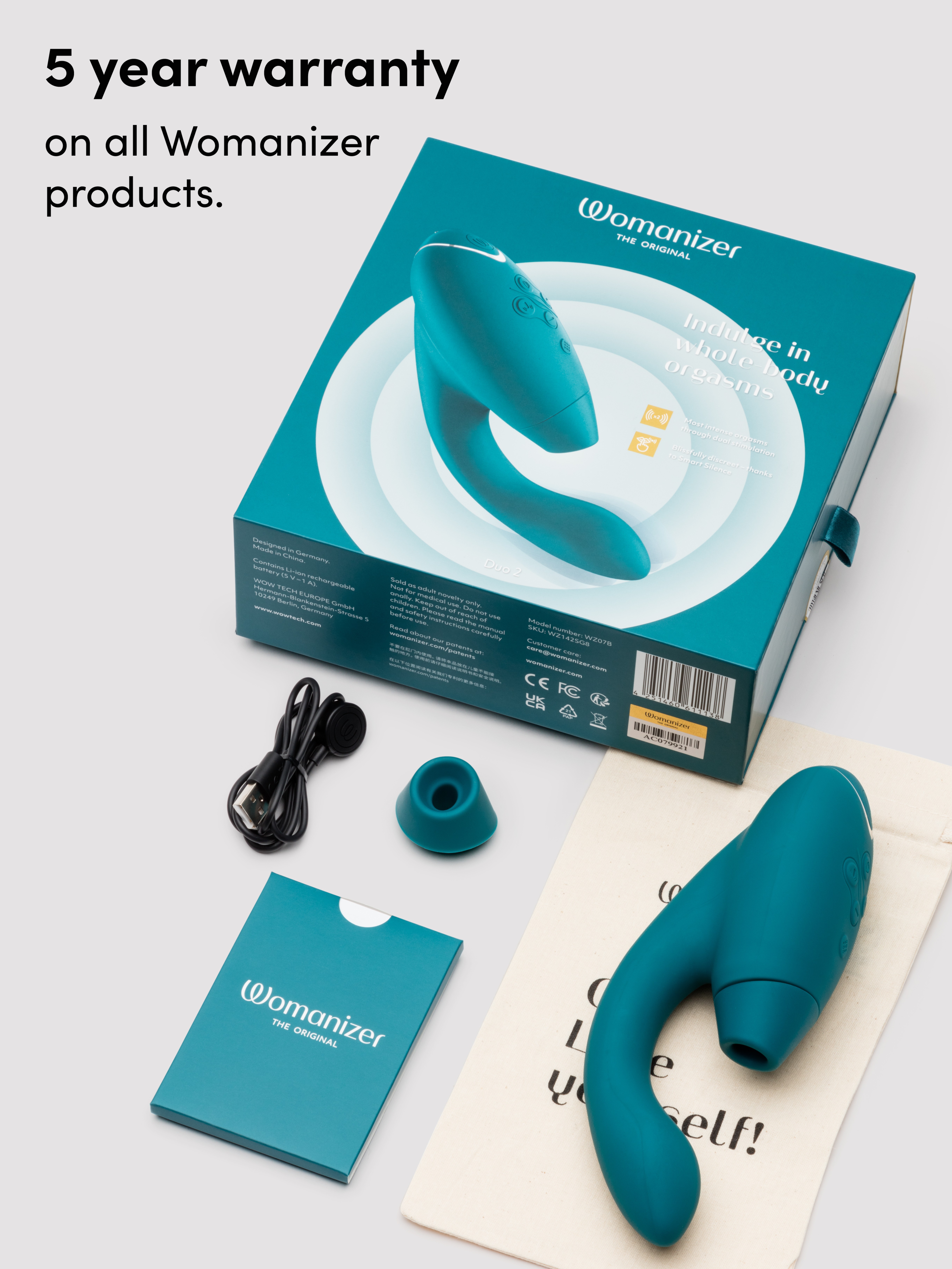 Womanizer Duo 2 Rechargeable Silicone G-Spot and Clitoral Stimulator , Green, hi-res