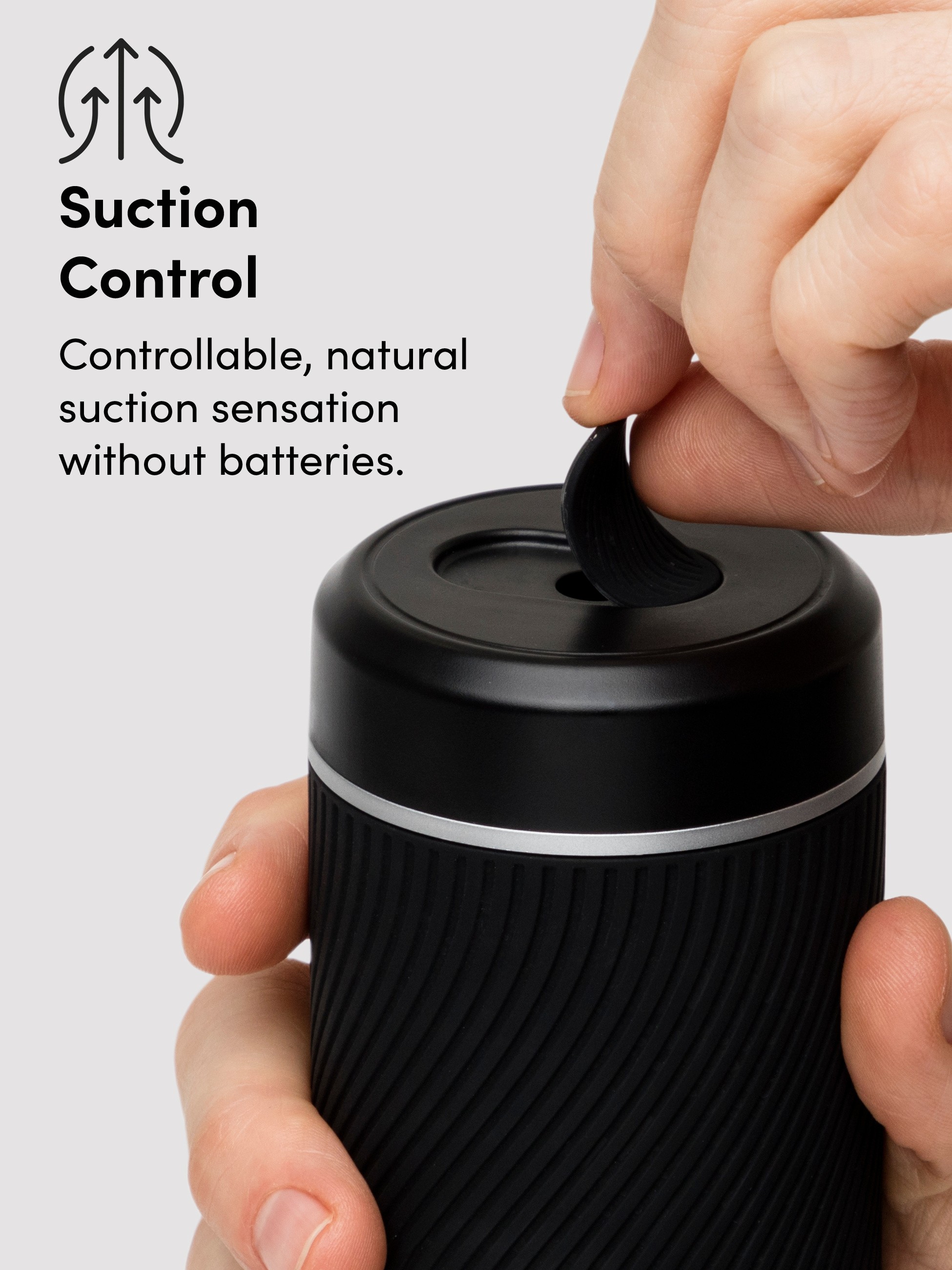 Arcwave Pow Silicone Dual-Entrance Suction Control Male Masturbator, Black, hi-res