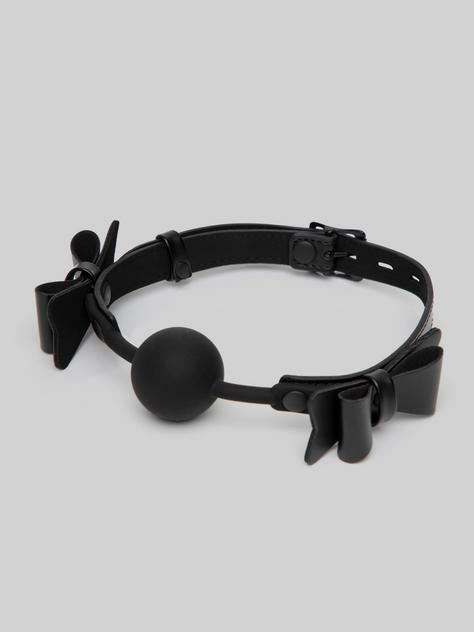 Sportsheets Bow Tie Faux Leather Silicone Ball Gag, Black, hi-res