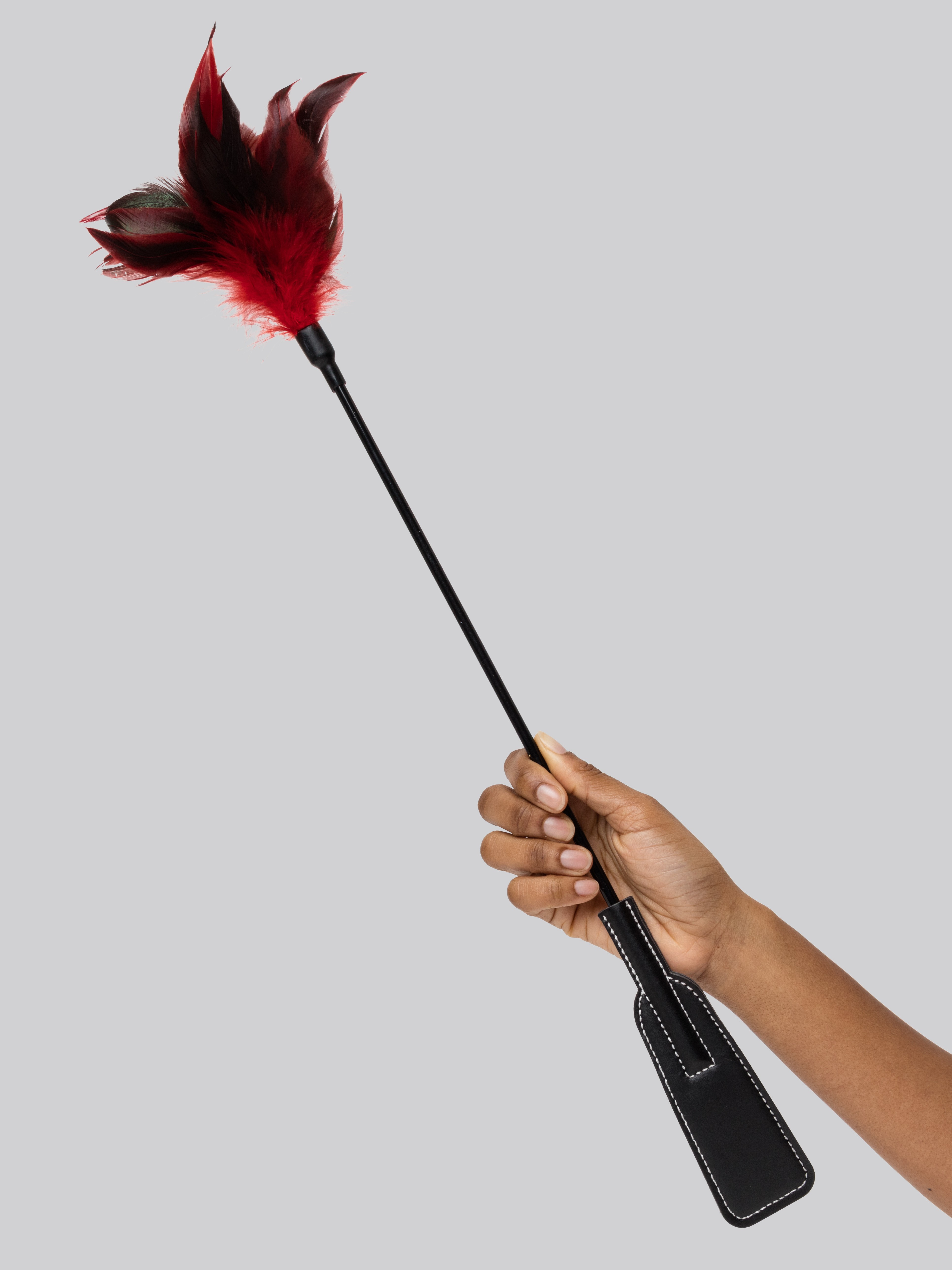 Sex & Mischief 2-in-1 Feather Tickler Riding Crop, Red, hi-res