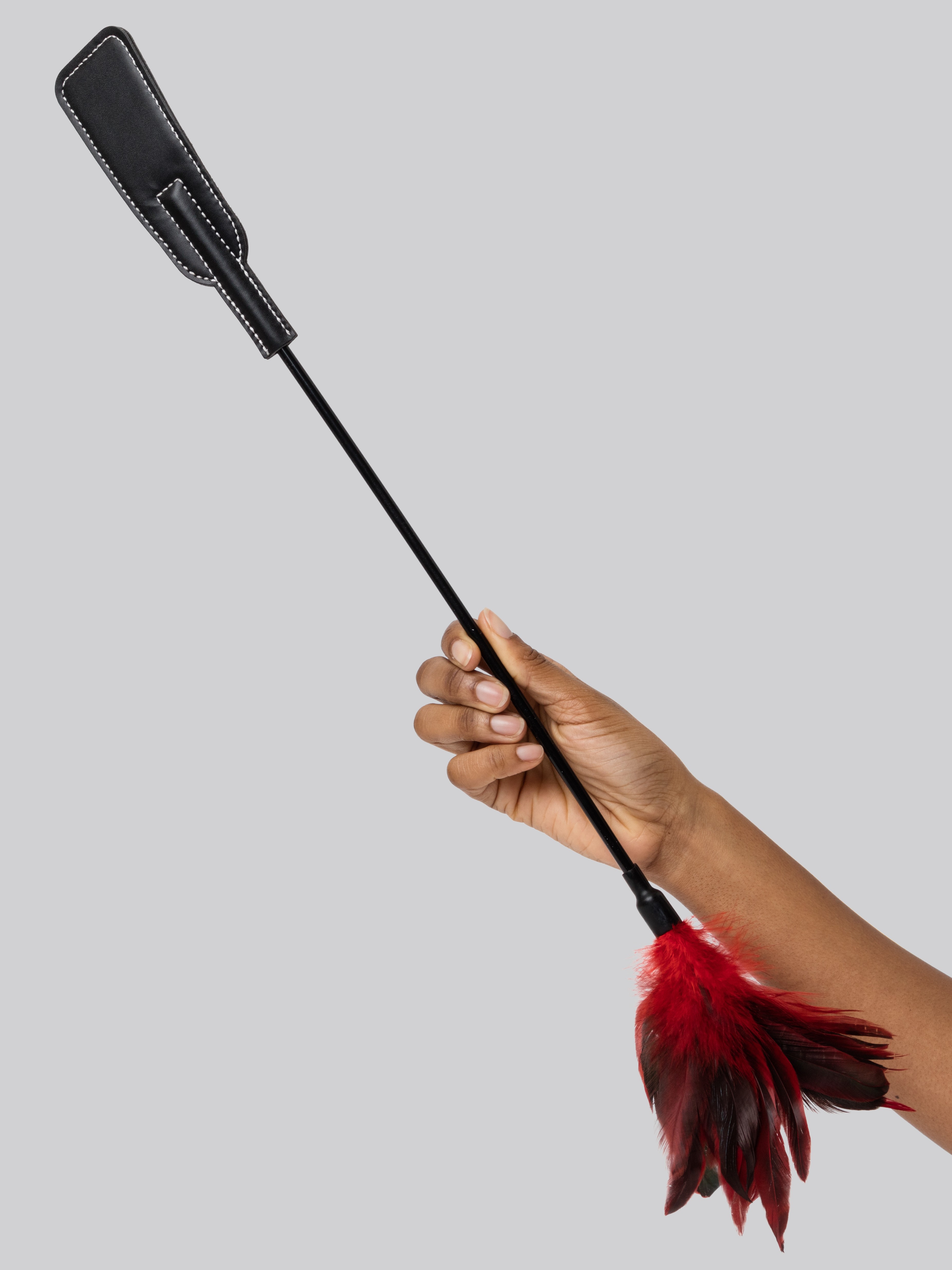 Sex & Mischief 2-in-1 Feather Tickler Riding Crop, Red, hi-res