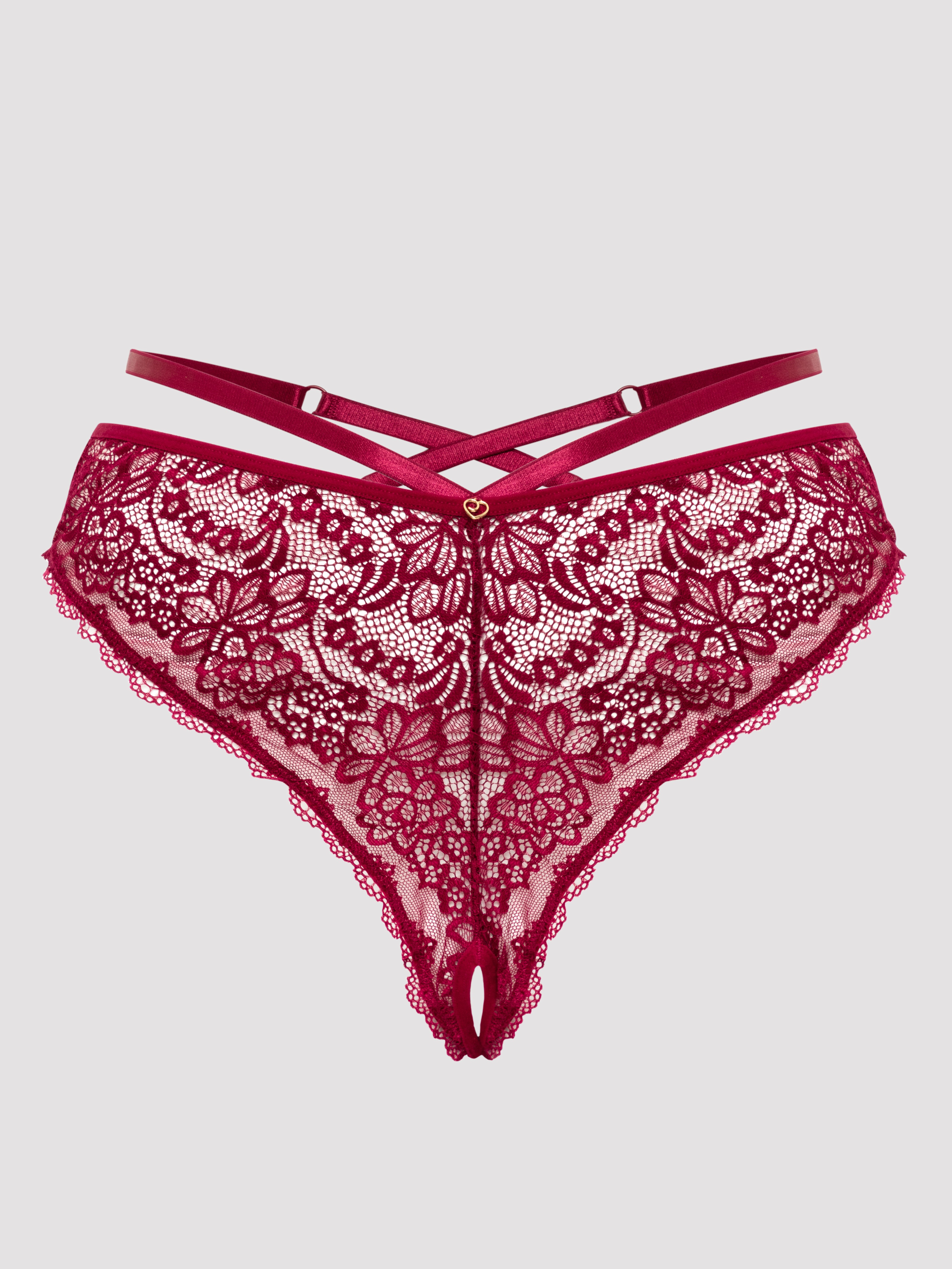 Lovehoney Late Night Liaison Wine Crotchless Thong, Wine, hi-res