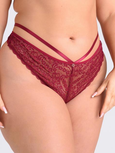 Lovehoney Late Night Liaison Wine Crotchless Thong, Wine, hi-res