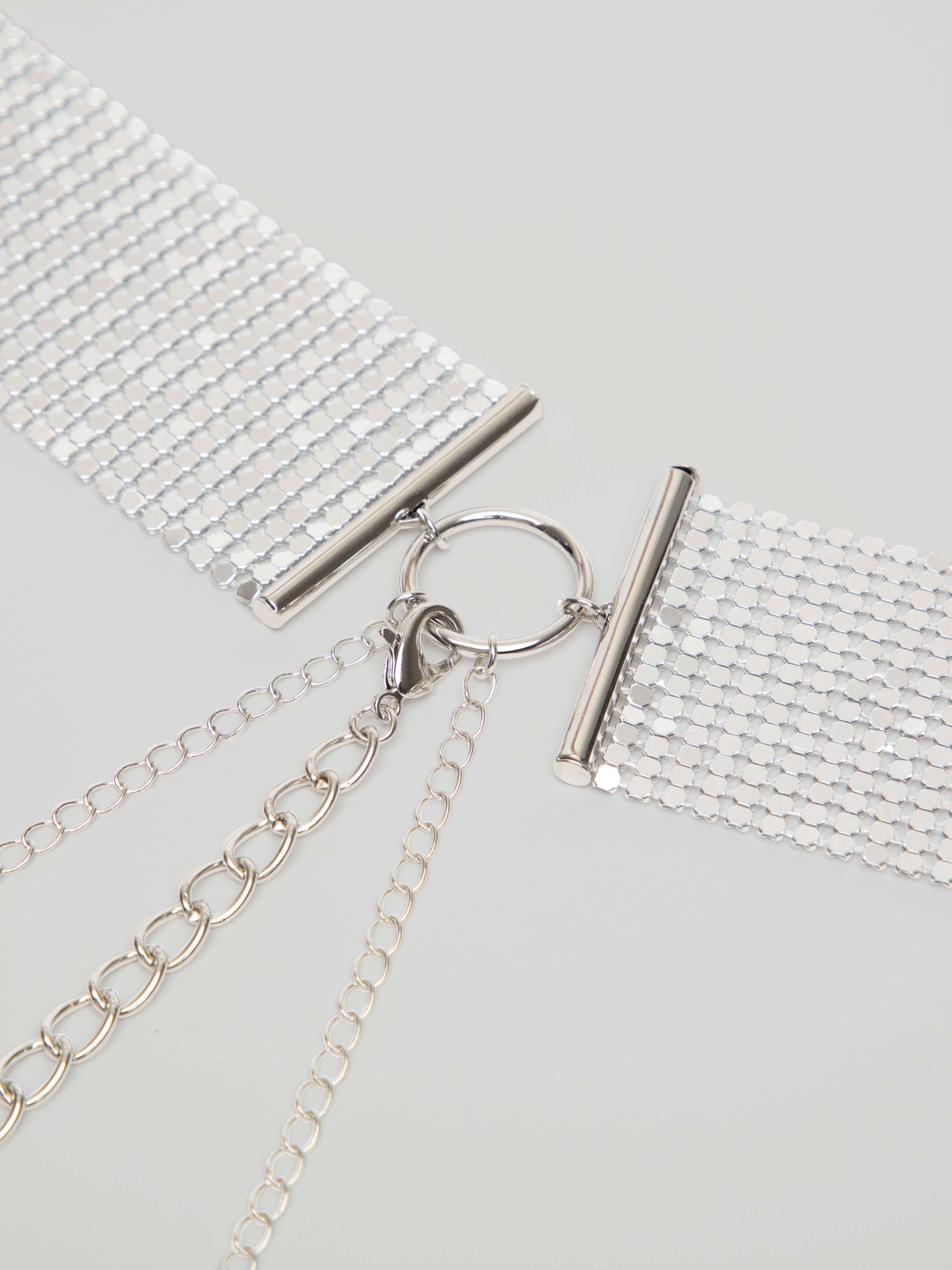  Bijoux Indiscrets Silver Metallic Mesh Collar , Silver, hi-res