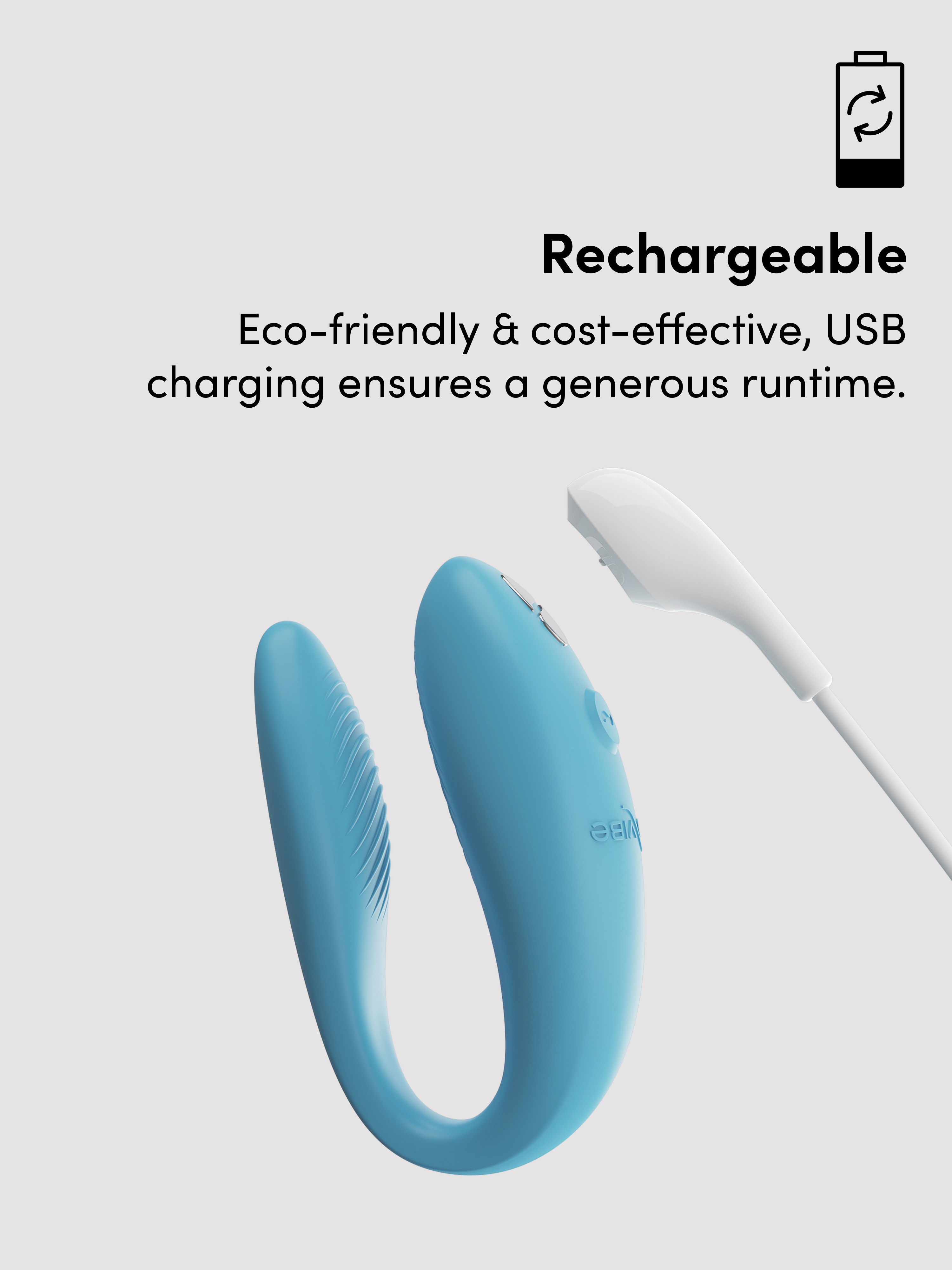 We-Vibe Sync Go App Controlled Rechargeable Clitoral and G-Spot Vibrator, Blue, hi-res