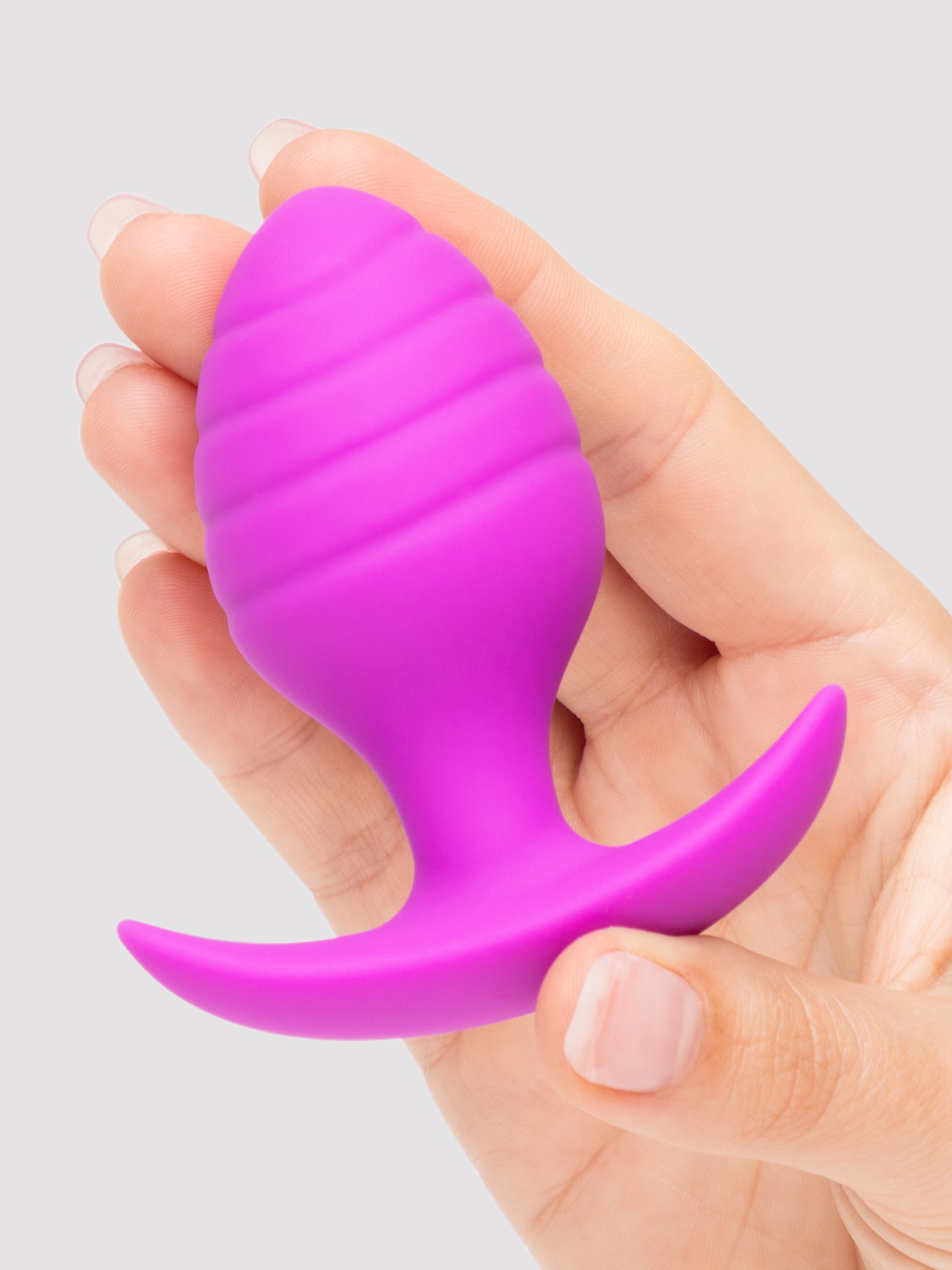   Lovehoney Booty Bliss Bulbous Silicone Textured Butt Plug, Purple, hi-res