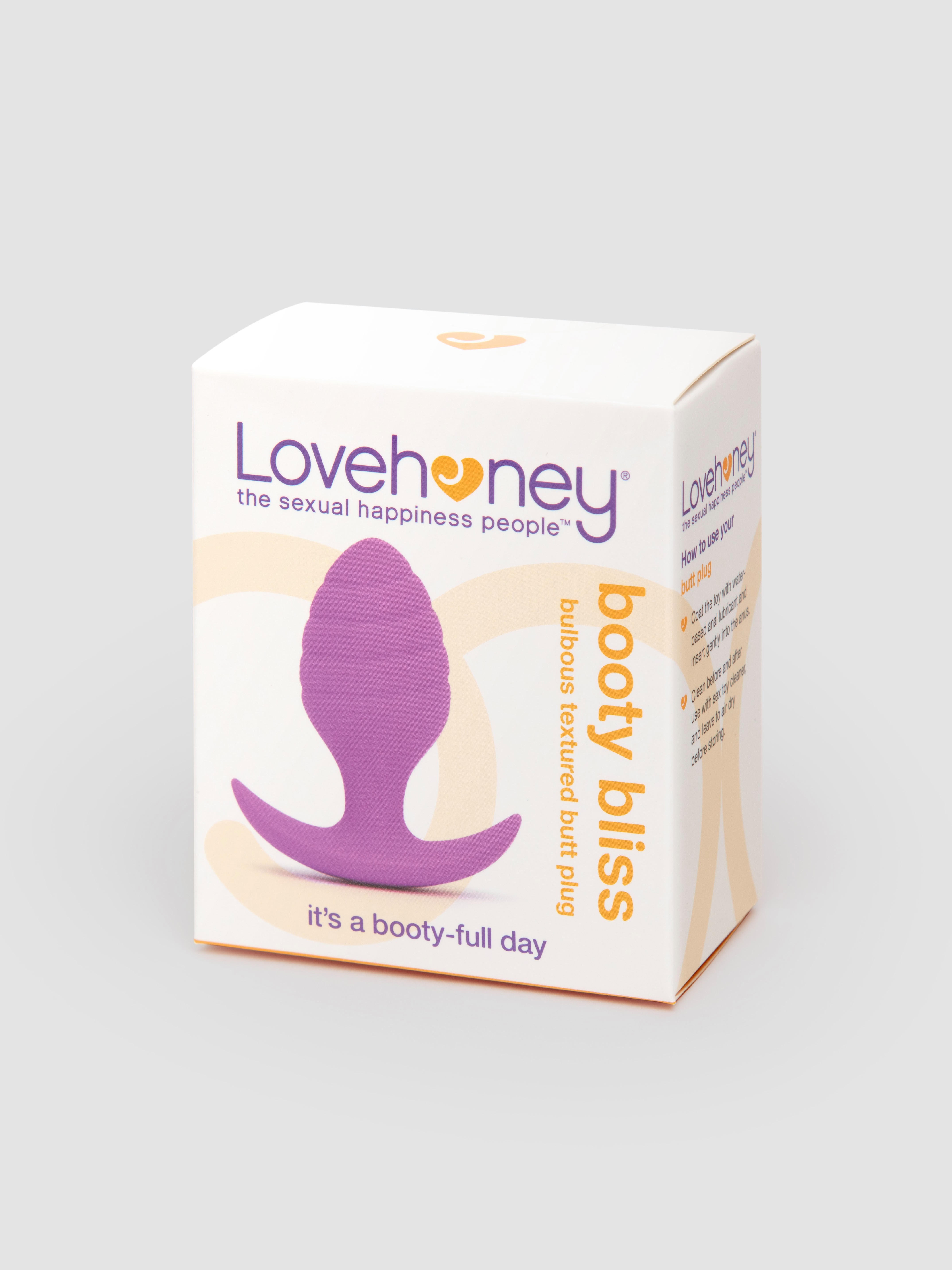   Lovehoney Booty Bliss Bulbous Silicone Textured Butt Plug, Purple, hi-res