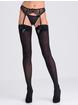  Lovehoney Fantasy White and Red Bow Top Stockings, Black, hi-res