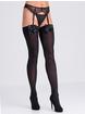  Lovehoney Fantasy White and Red Bow Top Stockings, Black, hi-res