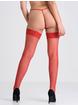 Lovehoney Fishnet Lace Top Hold-Ups, Red, hi-res
