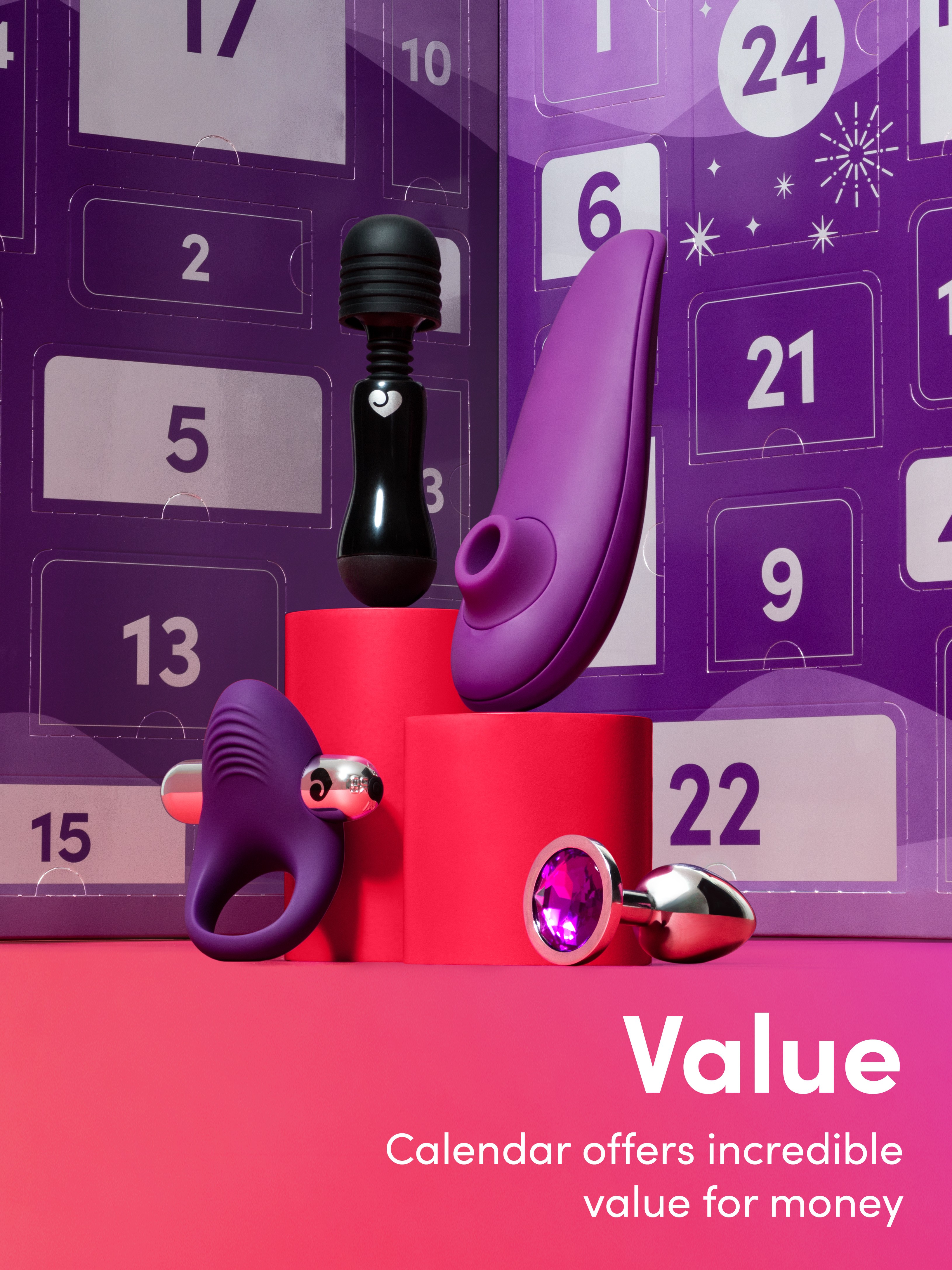 Lovehoney X Womanizer Sex Toy Advent Calendar (24 Piece), Purple, hi-res