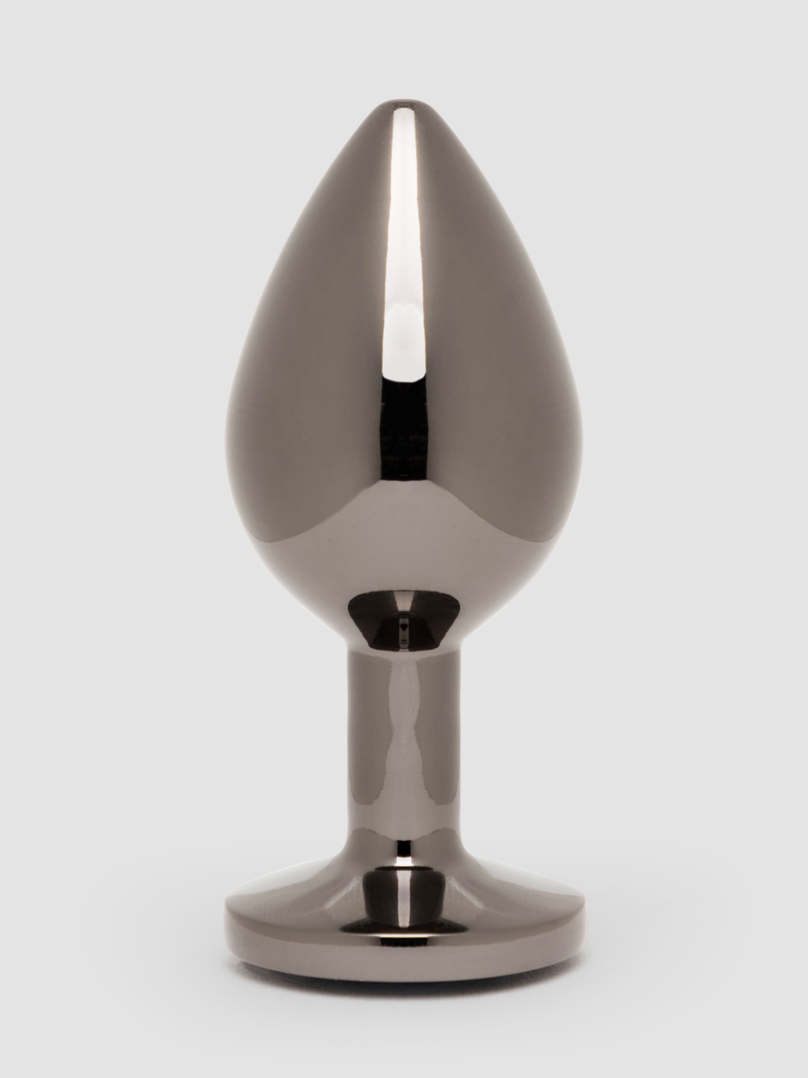 Lovehoney Gunmetal Jewelled Metal Medium Butt Plug 3 Inch, Grey, hi-res